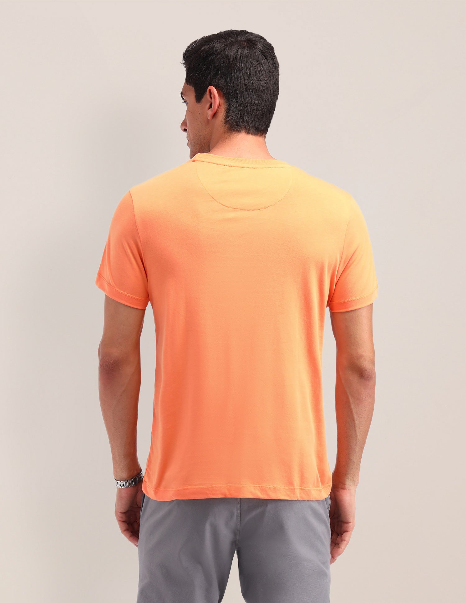 Brand Printed Cotton T-Shirt Orange - U.S. Polo Assn. India | Large