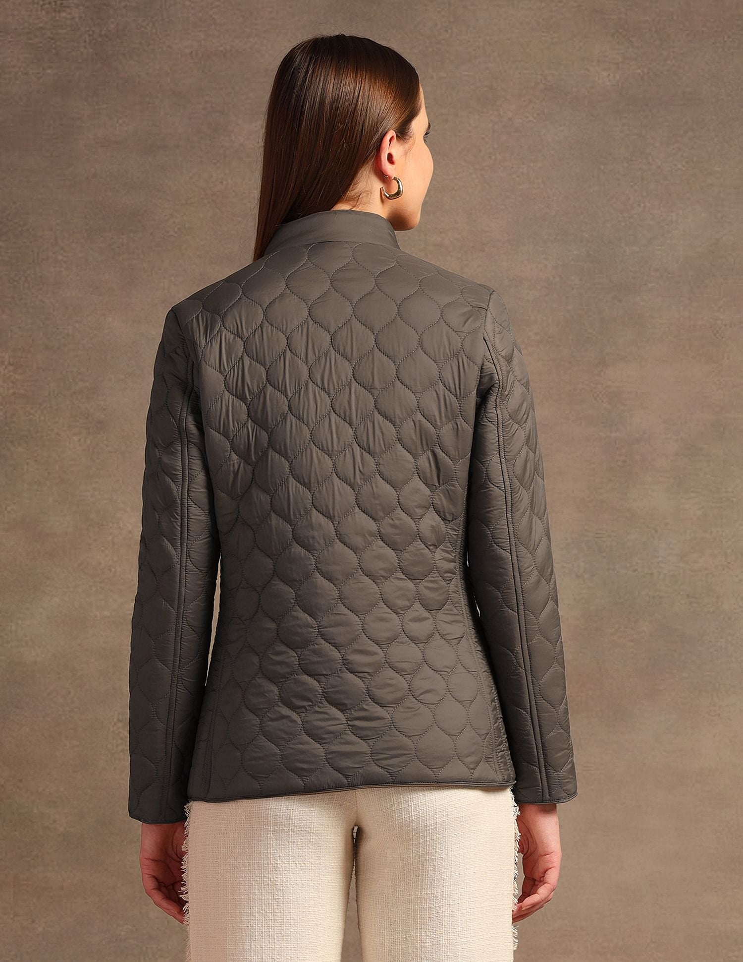 Stand Collar Quilted Jacket Brown - U.S. POLO ASSN. | Large