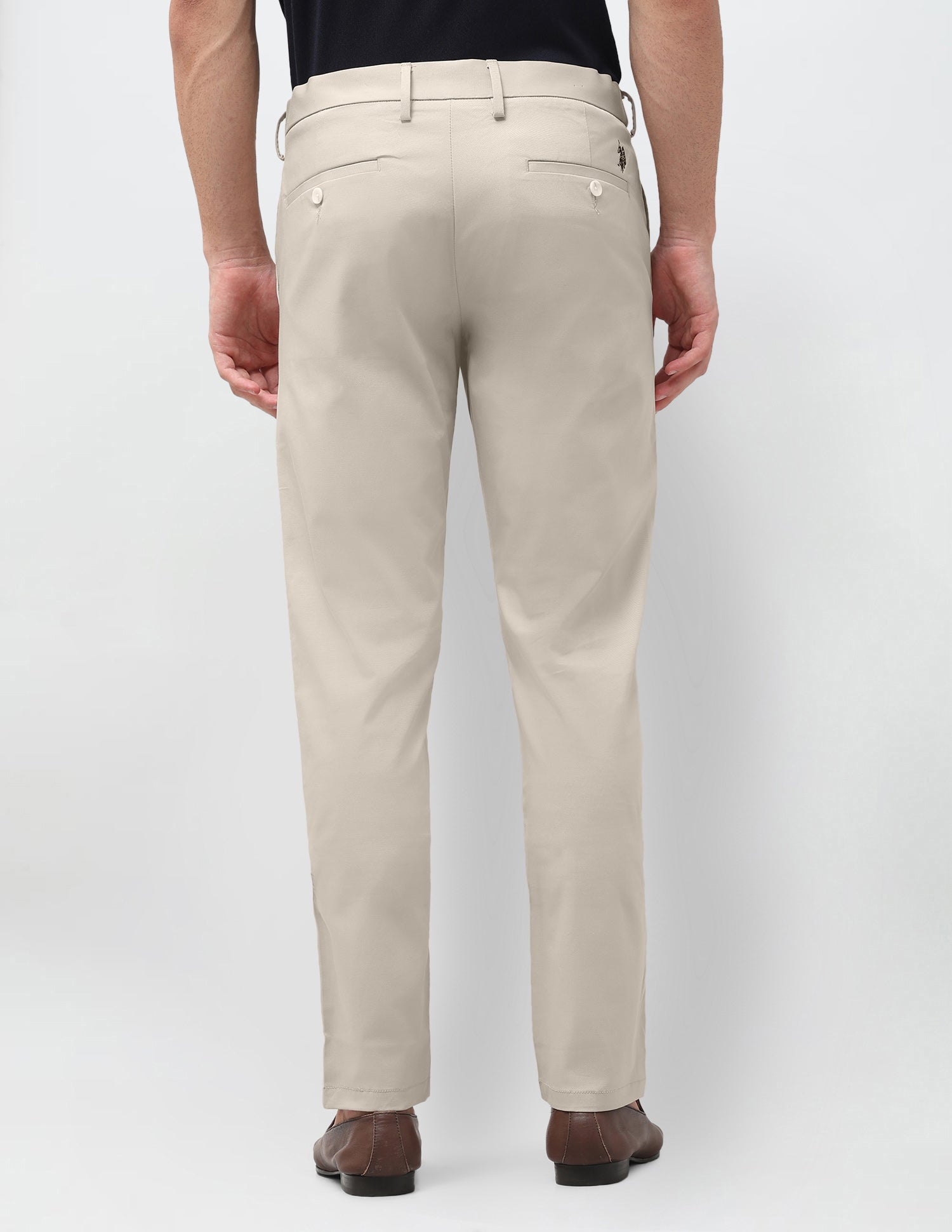 Denver Slim Fit Twill Trousers Beige - U.S. Polo Assn. India | Large