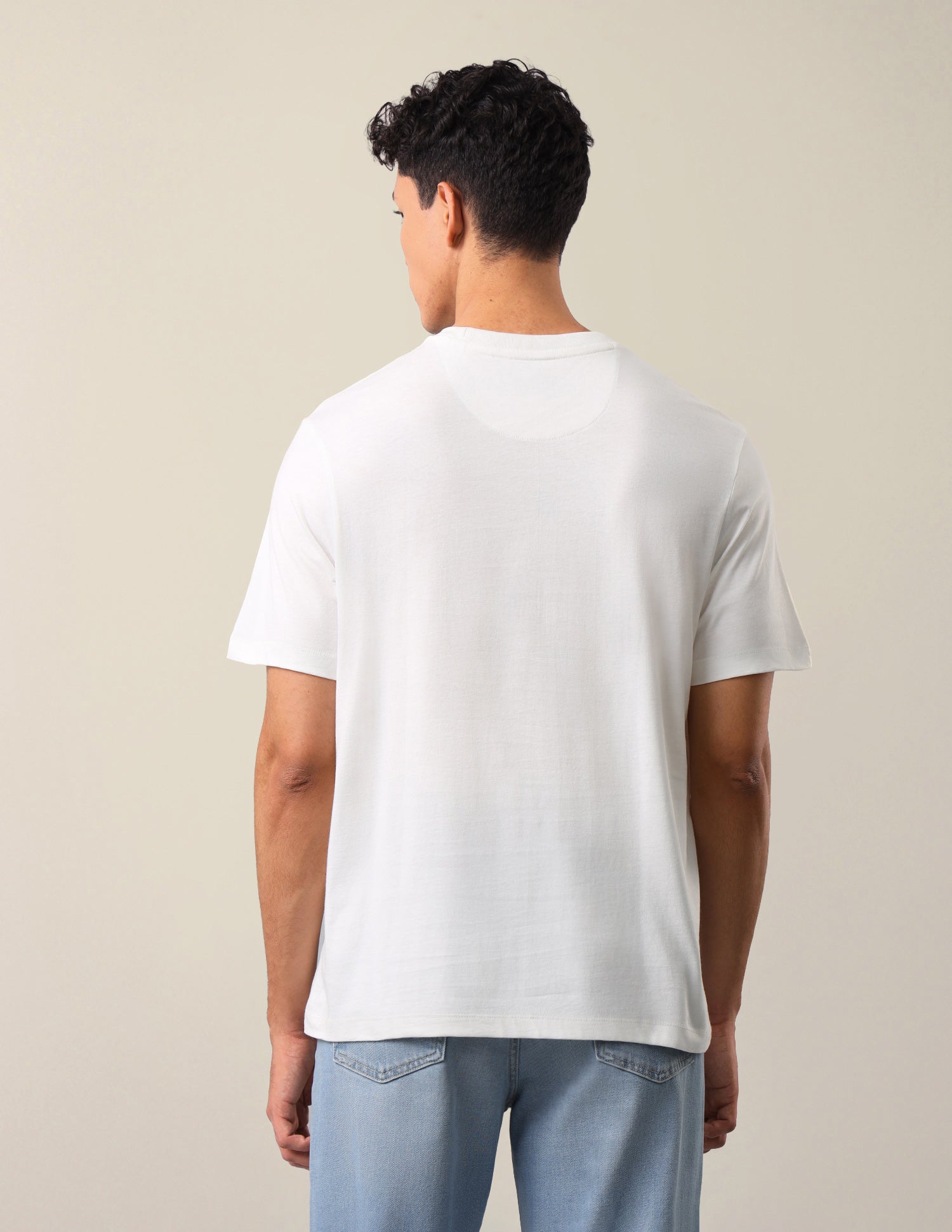 Brand Typographic Printed Relaxed Fit T-Shirt Ivory - U.S. Polo Assn. India | Large