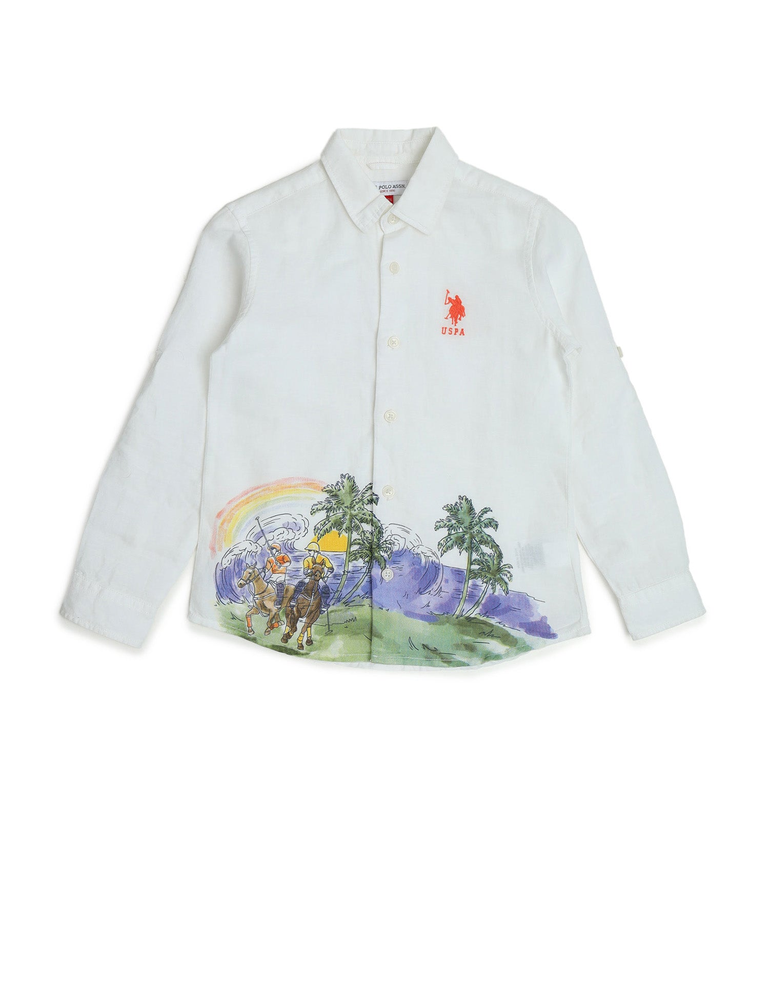 Boys Print Camp Shirt White - U.S. POLO ASSN. | Large