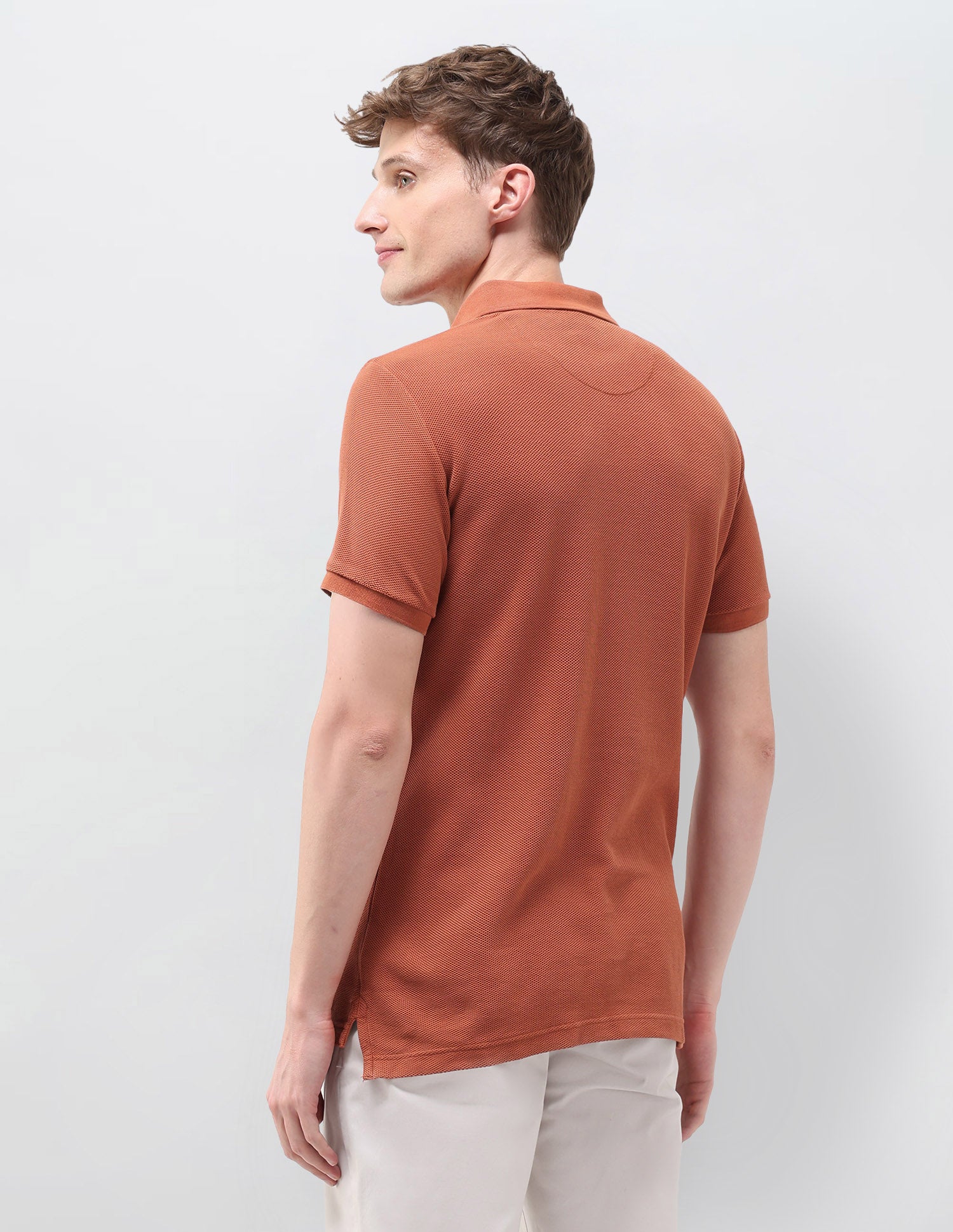 Textured Muscle Fit Polo Shirt Rust - U.S. Polo Assn. India | Large
