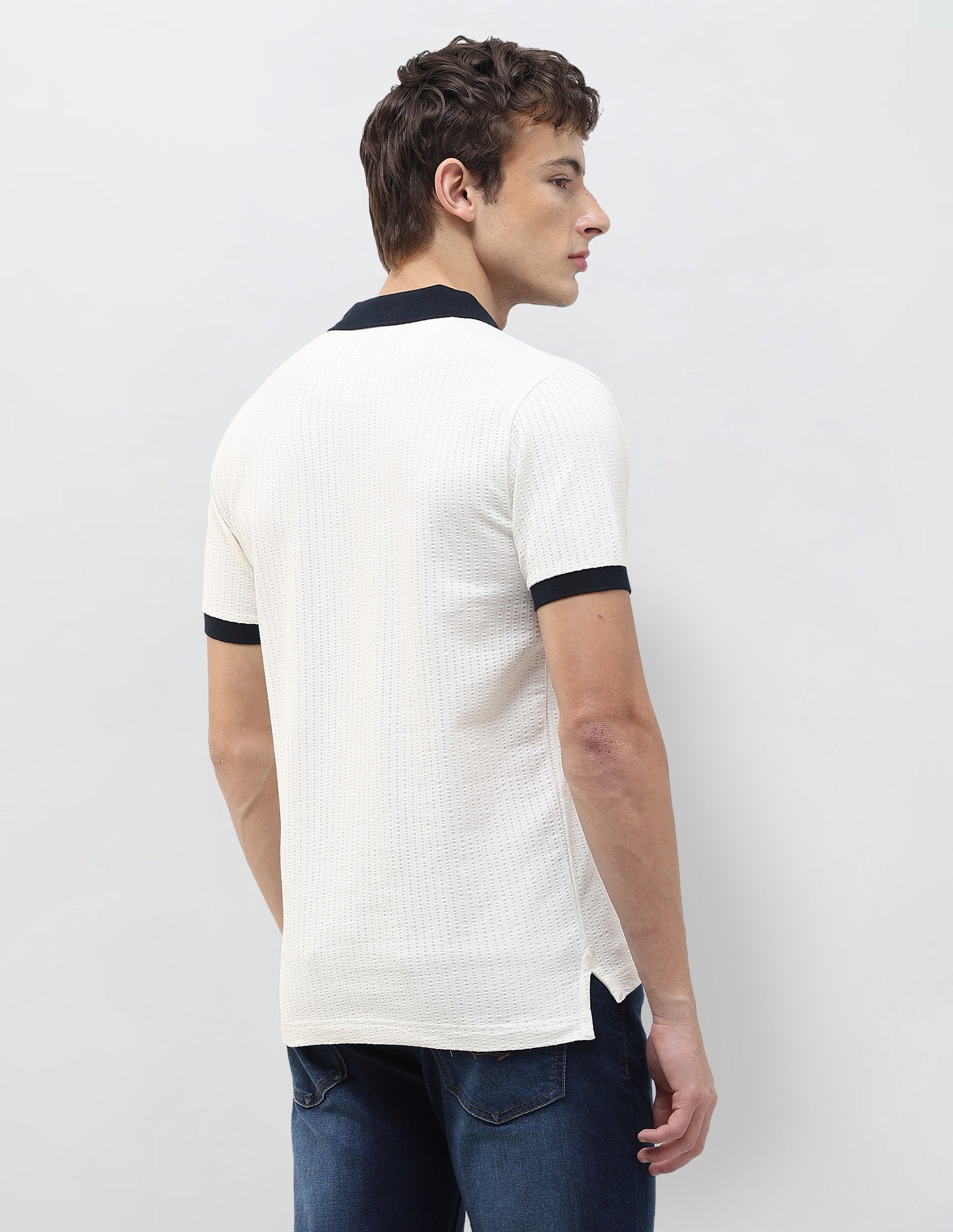 Textured Slim Fit Polo Shirt Ivory - U.S. Polo Assn. India | Large