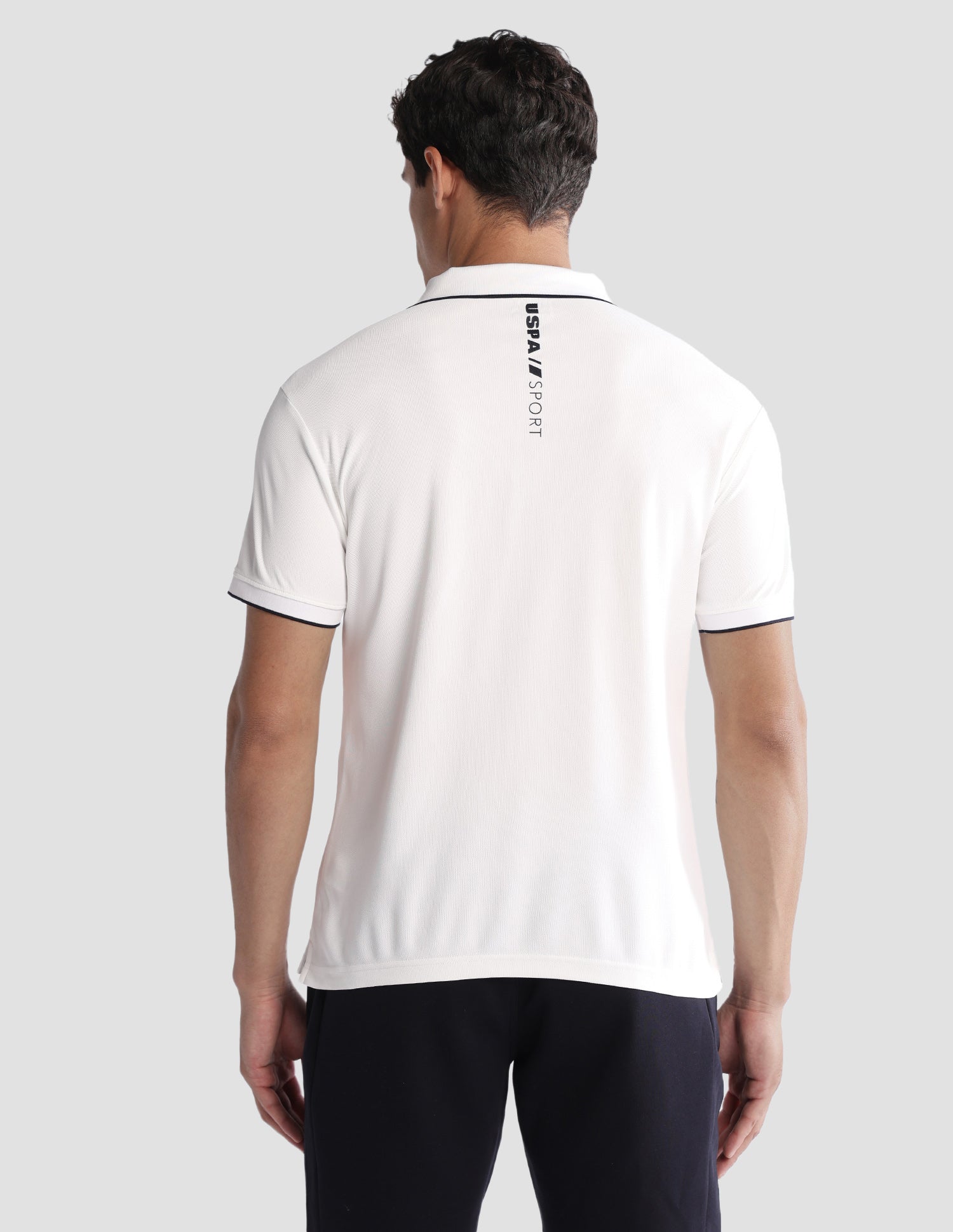 Solid Regular Fit Active Polo Shirt Off White - U.S. Polo Assn. India | Large
