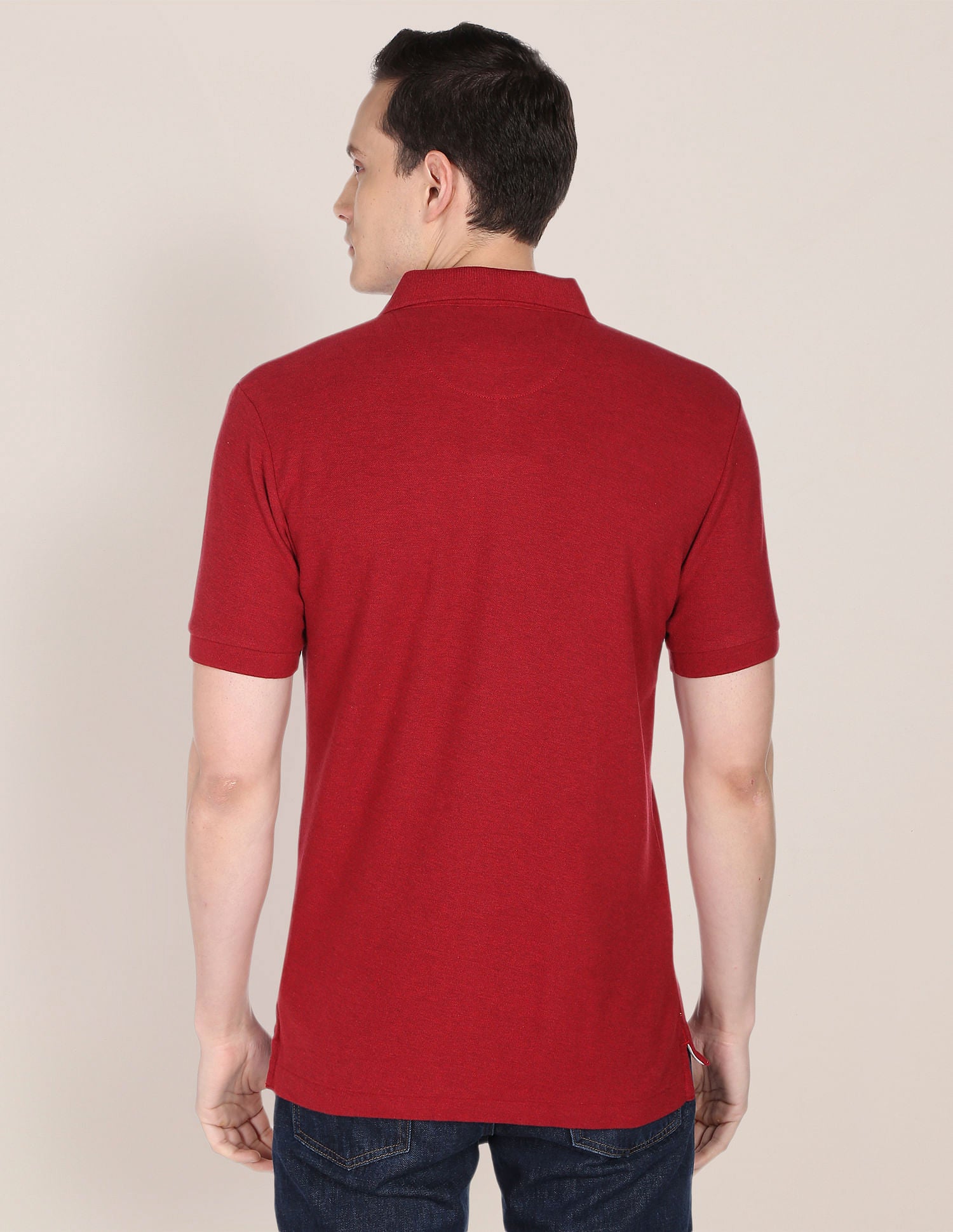 Heathered Cotton Polo Shirt Maroon - U.S. Polo Assn. India | Large