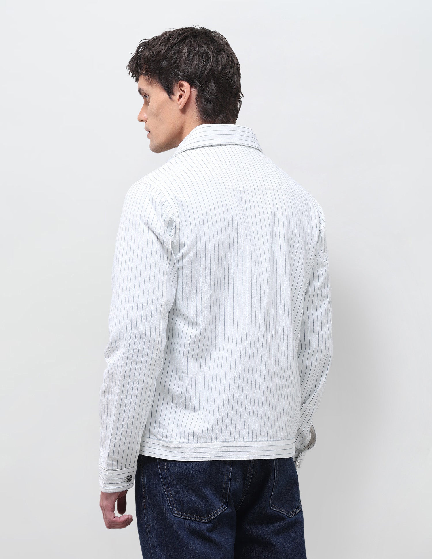 Vertical striped Regular Fit Shacket White - U.S. Polo Assn. India | Large