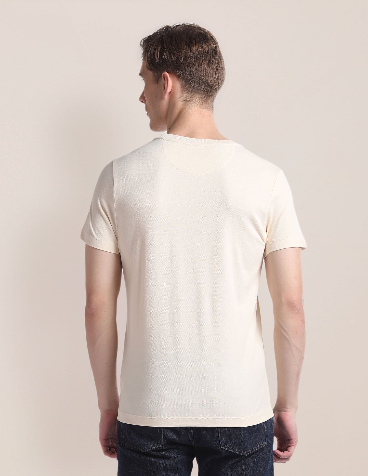 Embossed Slim T-Shirt Beige - U.S. Polo Assn. India | Large