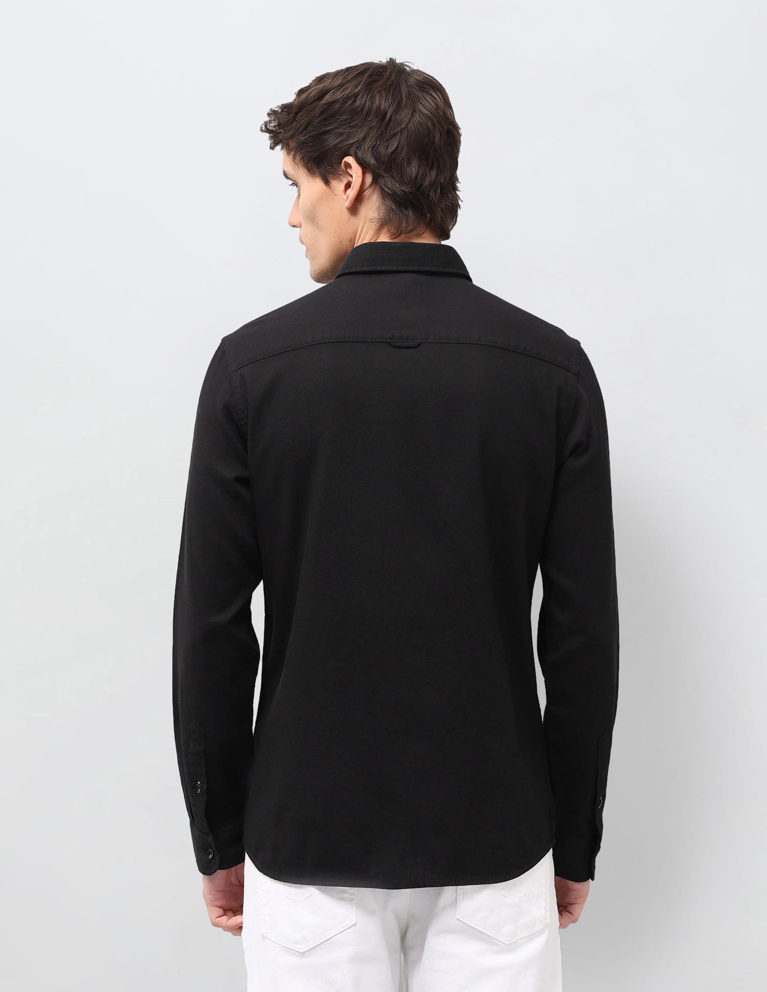 Solid Dobby Regular Fit Shirt Black - U.S. Polo Assn. India | Large