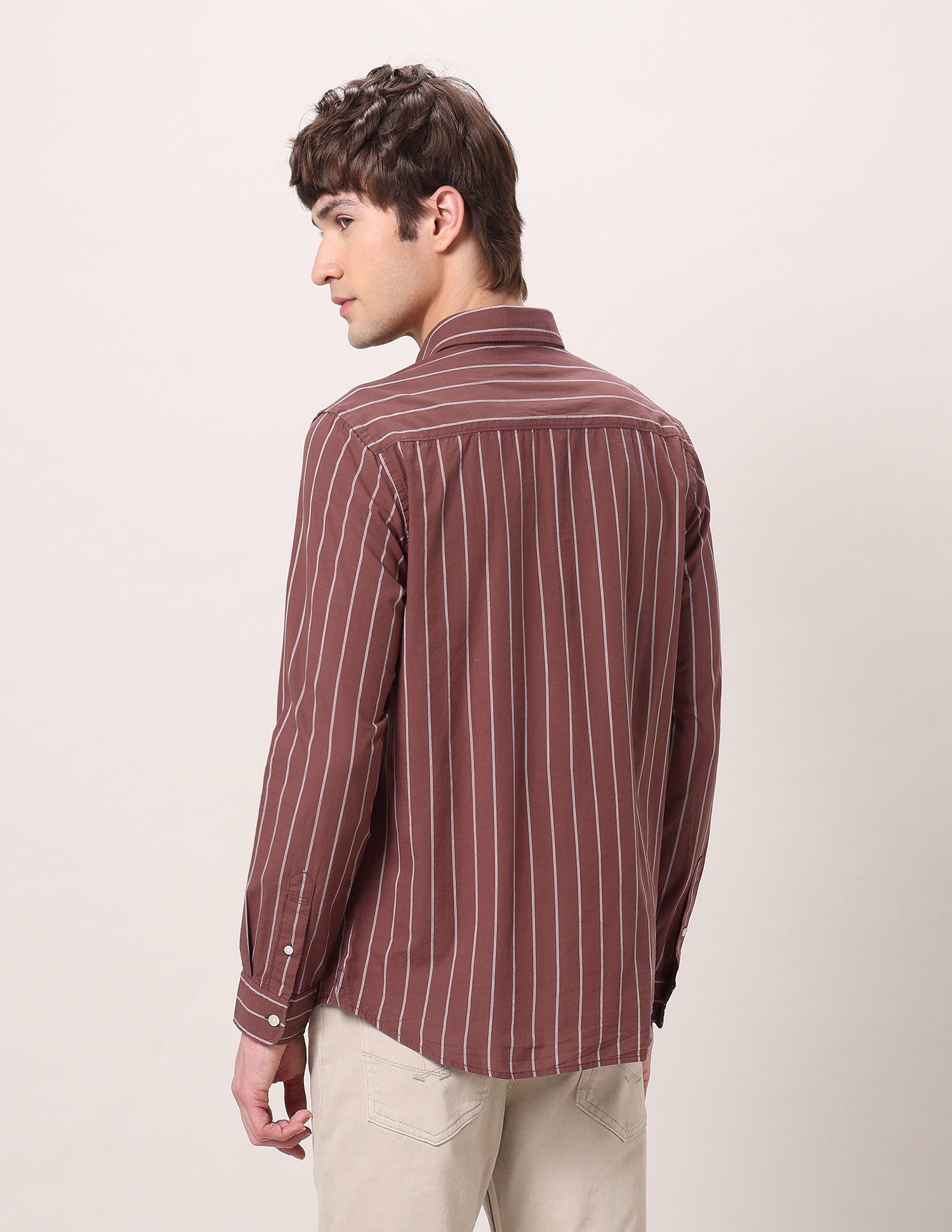Vertical Striped Regular Fit Shirt Rust - U.S. Polo Assn. India | Large
