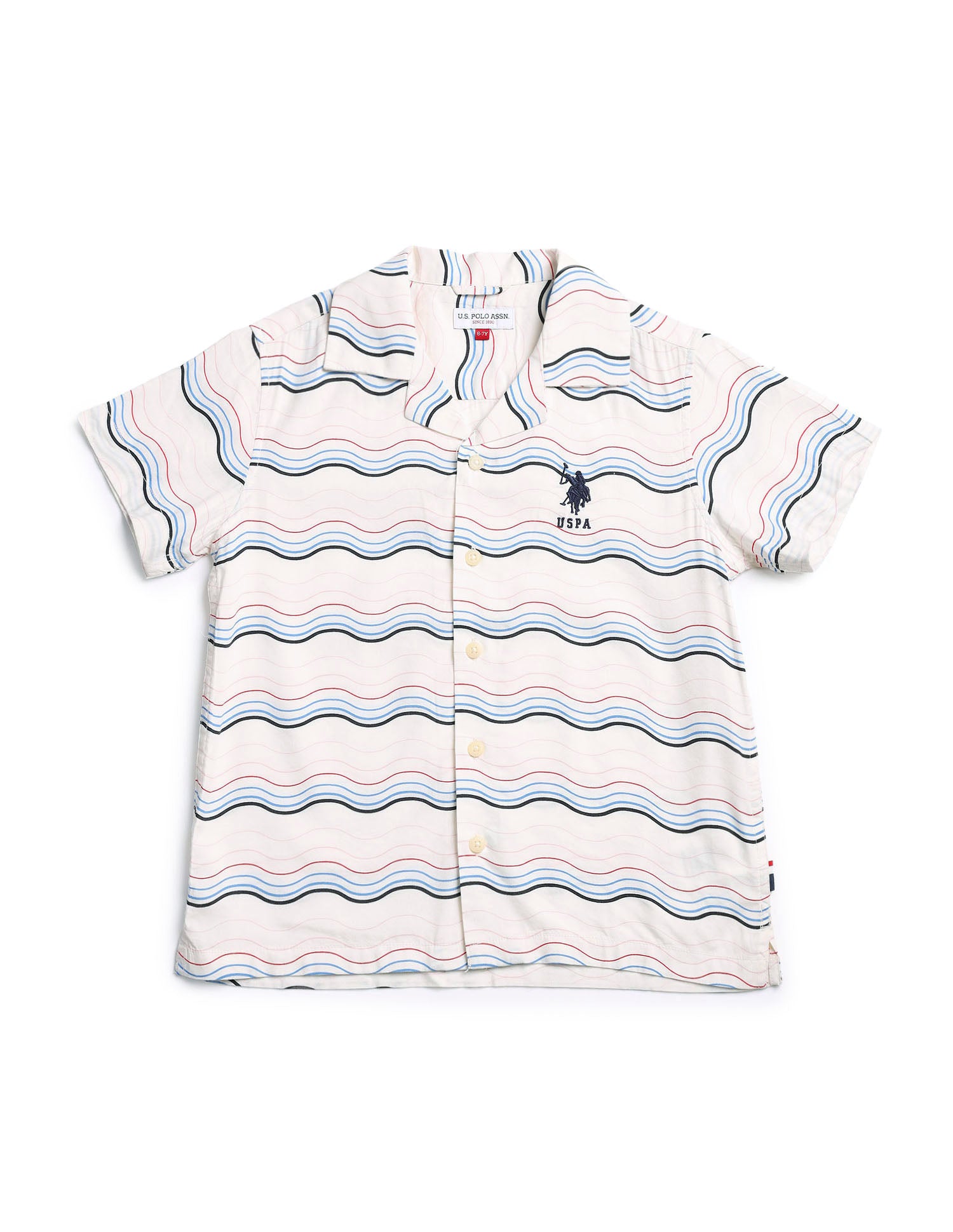 Boys All Over Printed Relaxed Fit Shirt Beige - U.S. POLO ASSN. | Large