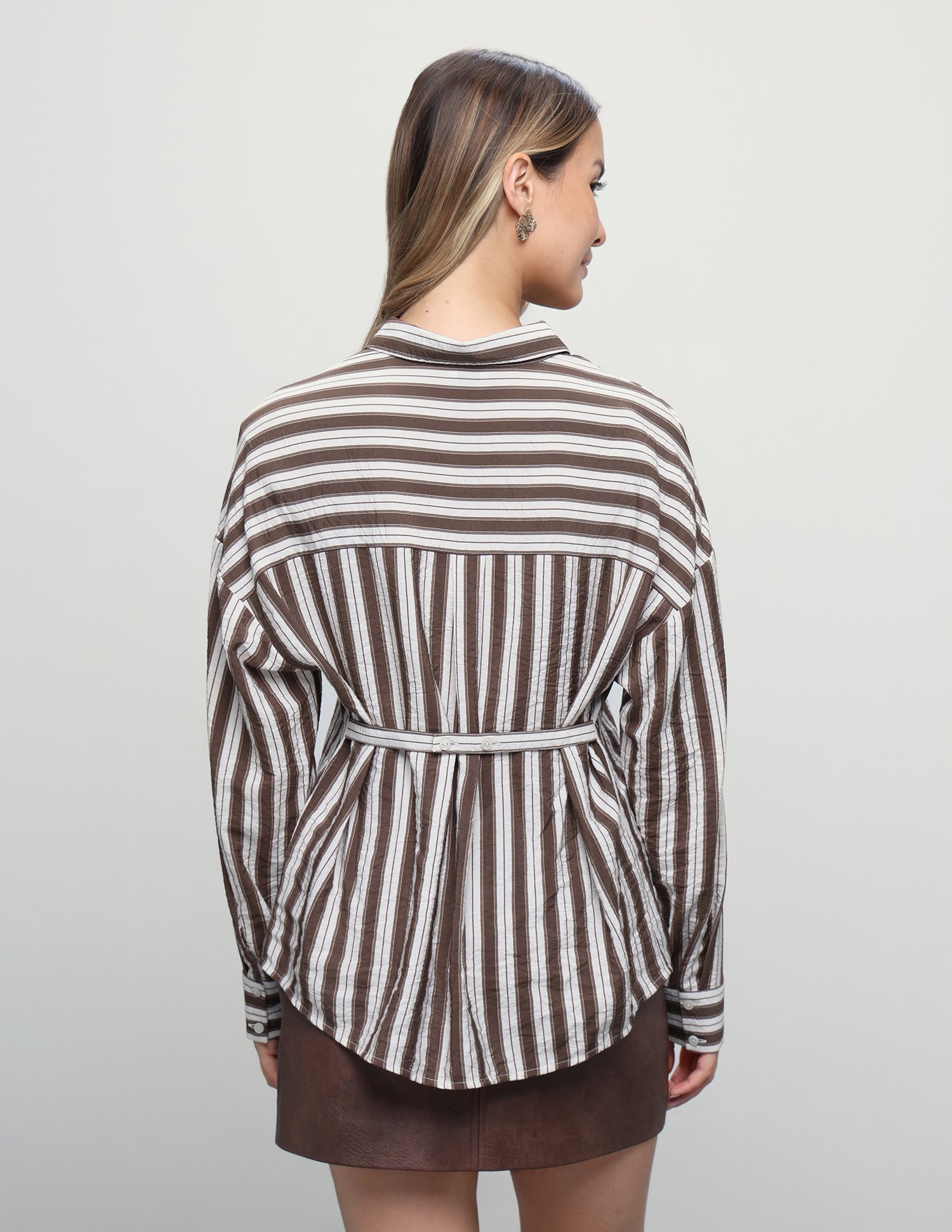 Vertical Striped Regular Fit Shirt Dark Brown - U.S. Polo Assn. India | Large