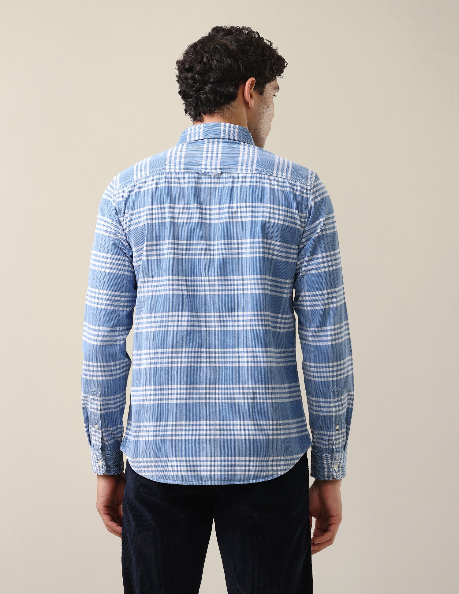 Grid Tattersall Checked Corduroy Shirt Light Indigo - U.S. Polo Assn. India | Large