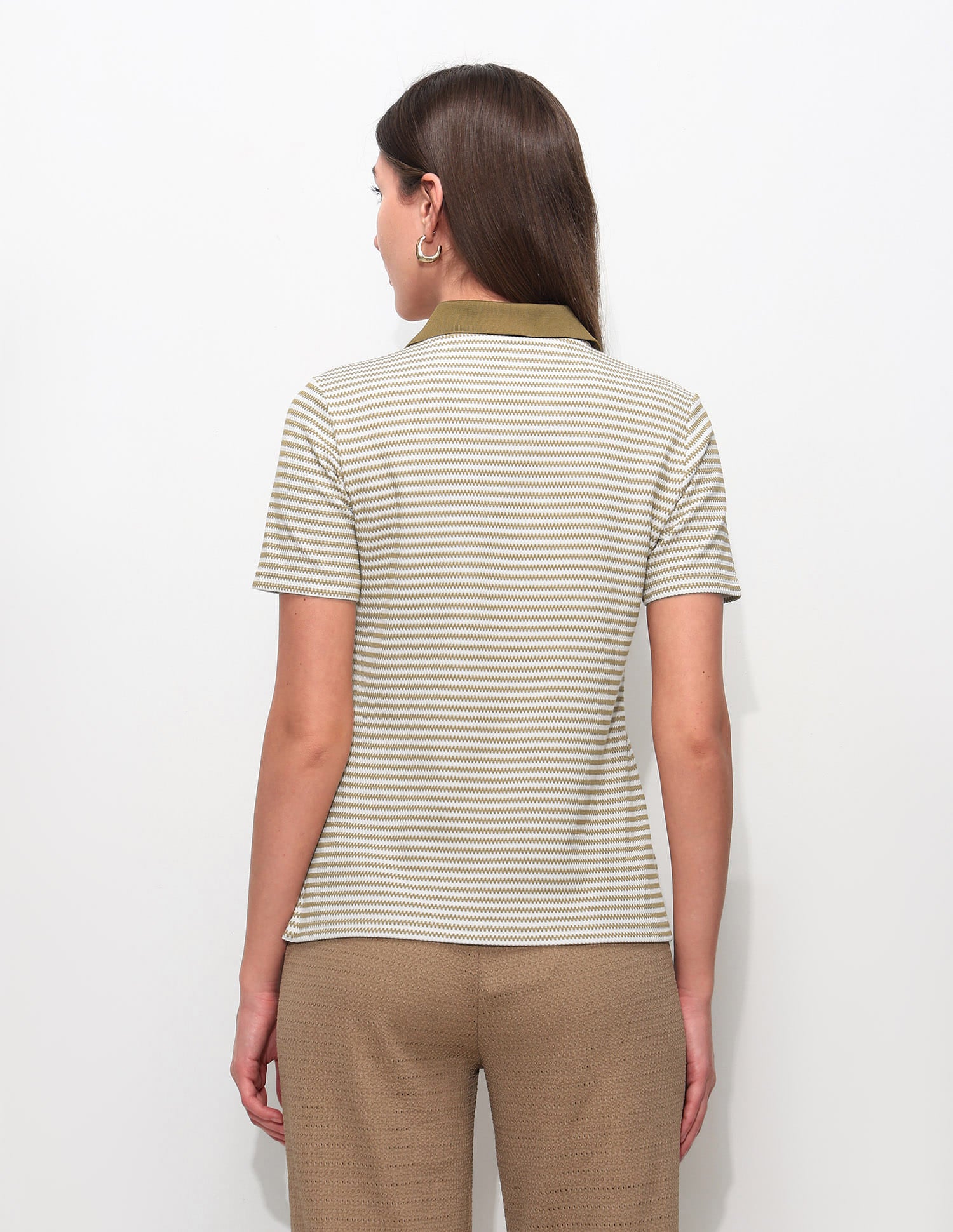 Textured Stripes Polo Shirt Olive - U.S. Polo Assn. India | Large