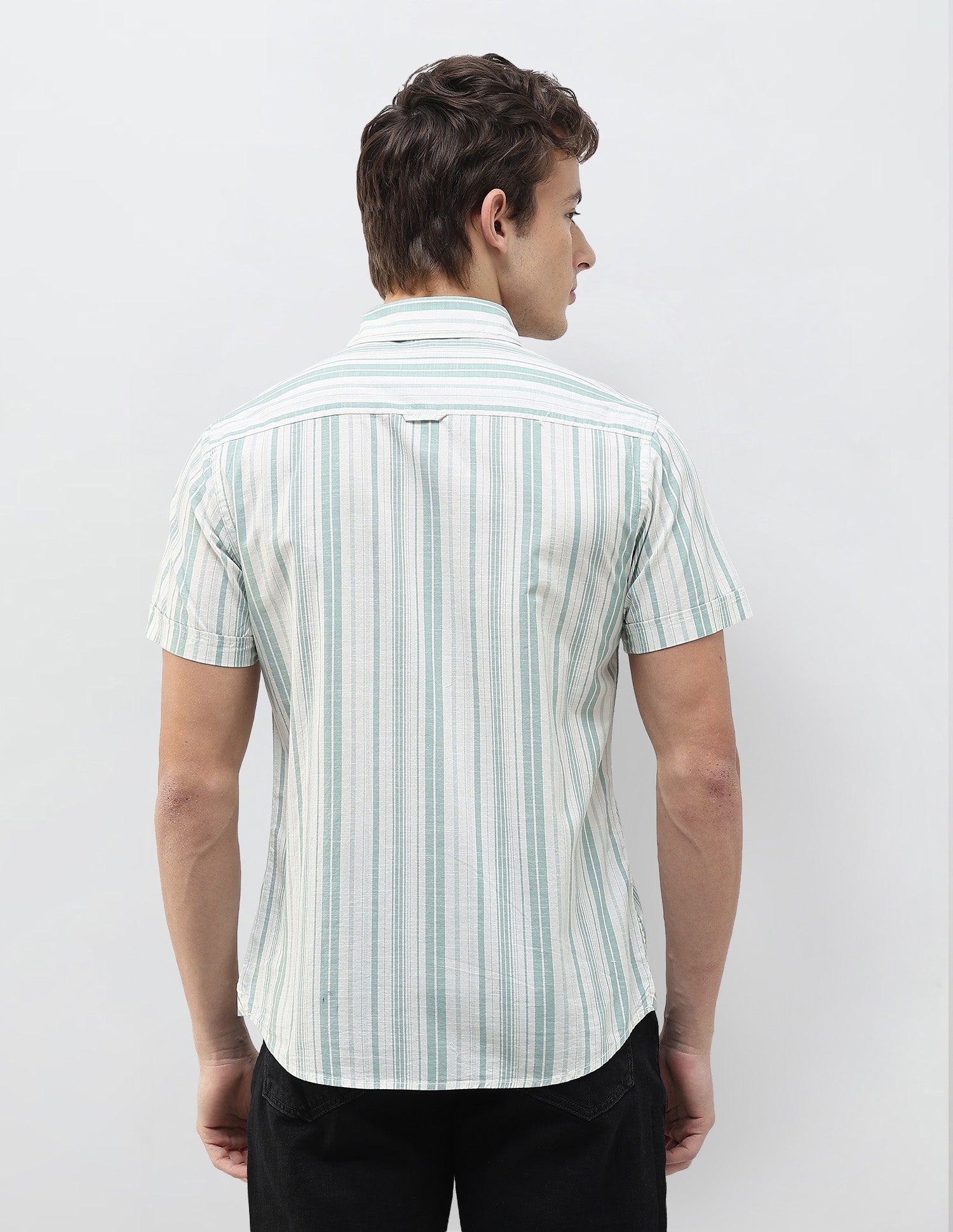 Vertical Striped Regular Fit Shirt Green - U.S. Polo Assn. India | Large