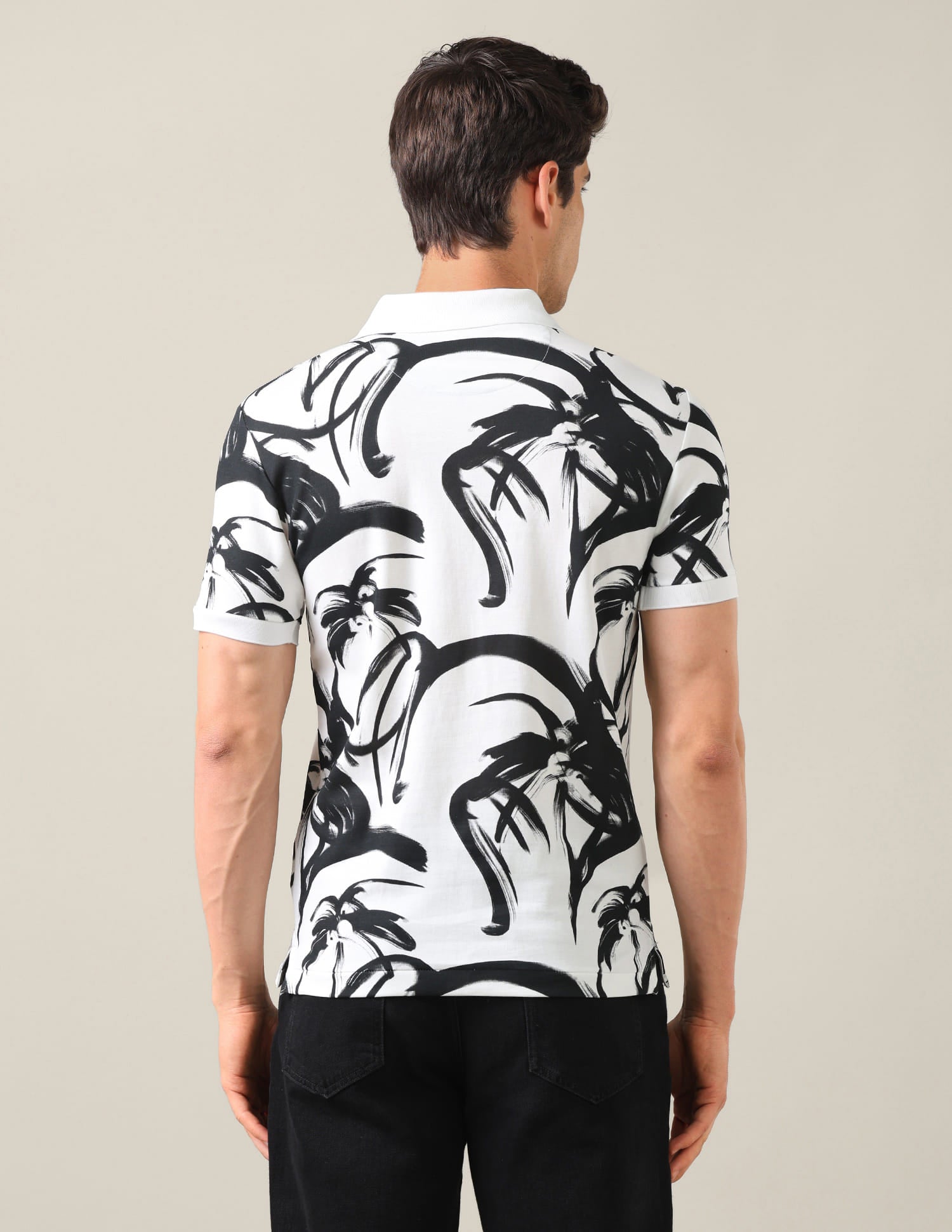 Abstract Printed Slim Fit Polo Shirt Black - U.S. Polo Assn. India | Large