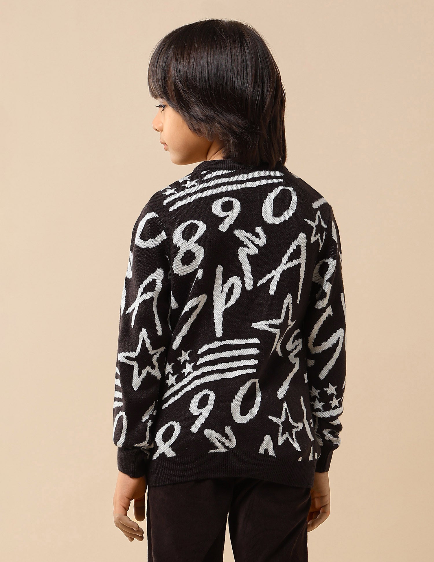 Boys Graphic Patterned Knit Sweater Dark Brown - U.S. POLO ASSN. | Large