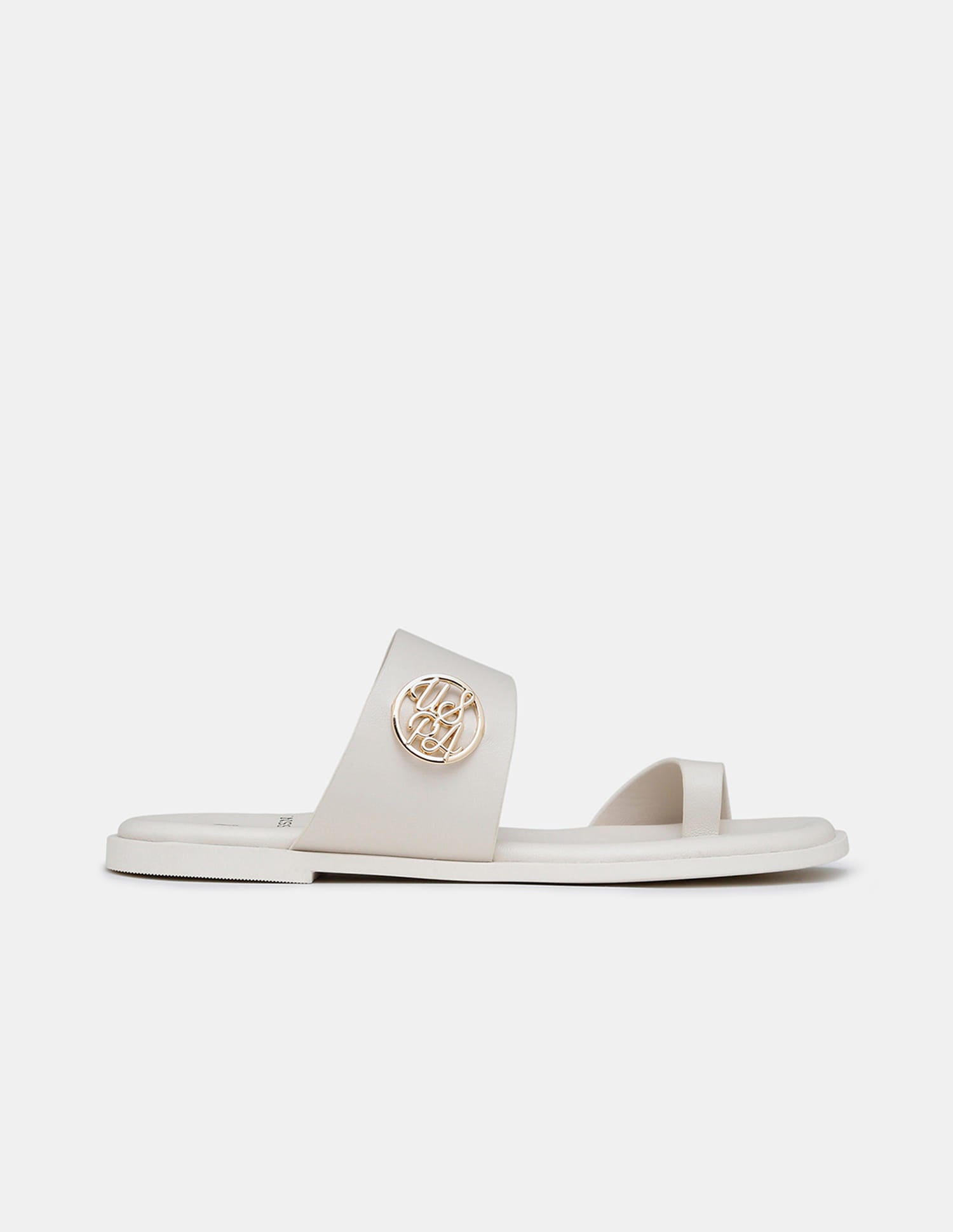 Women Slip On Astrel Sandals with Gold Hardware Off White - U.S. Polo Assn. India | Large