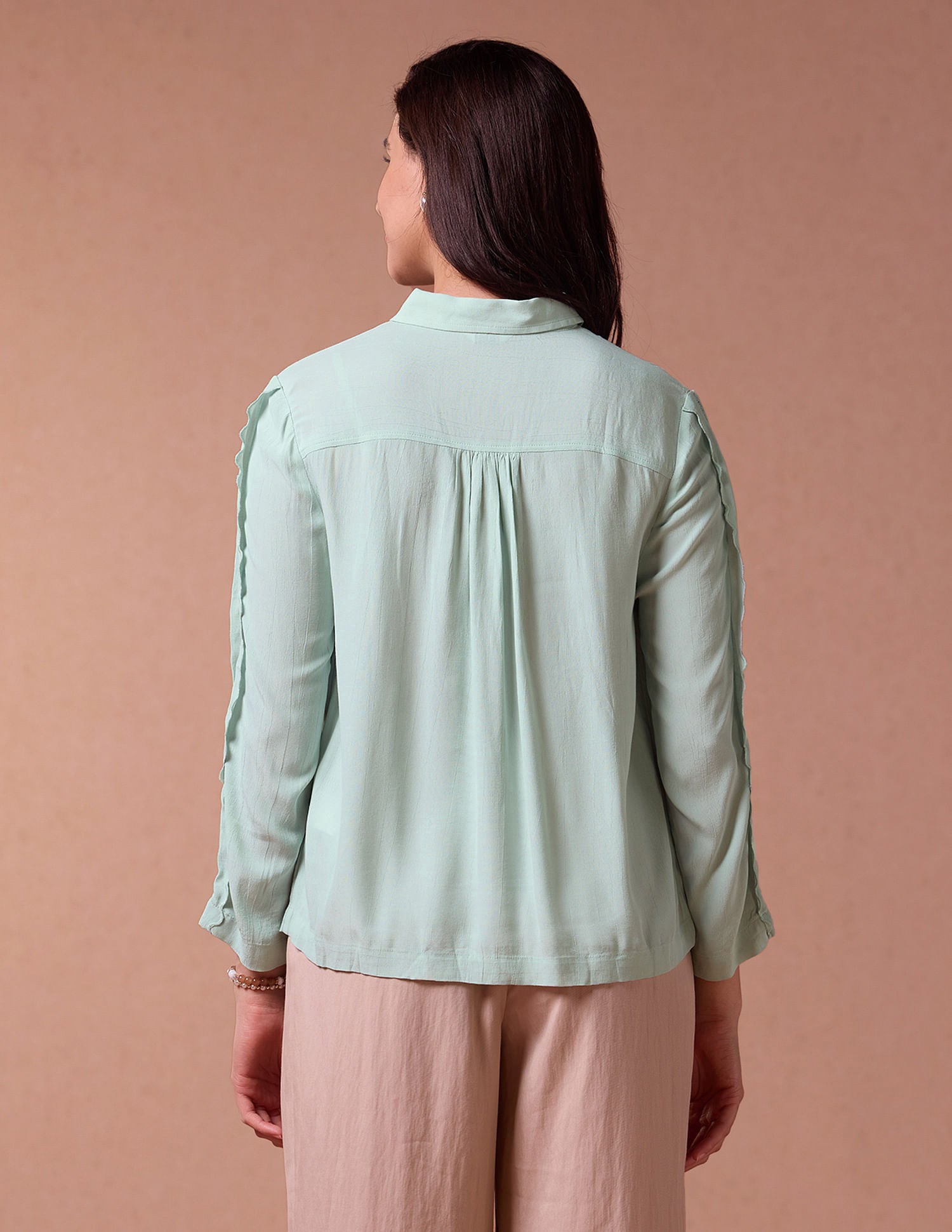 Scallop Lace Shirt Collar Top Mint - U.S. POLO ASSN. | Large