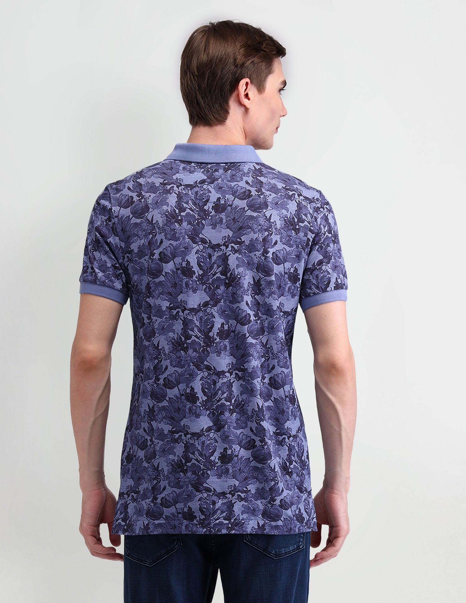 Pure Cotton Slim Fit Floral Polo Shirt Navy - U.S. Polo Assn. India | Large