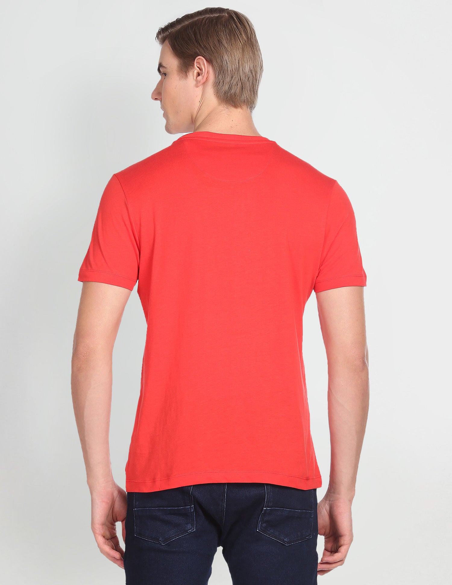 Crew Neck Cotton T-Shirt Red - U.S. Polo Assn. India | Large
