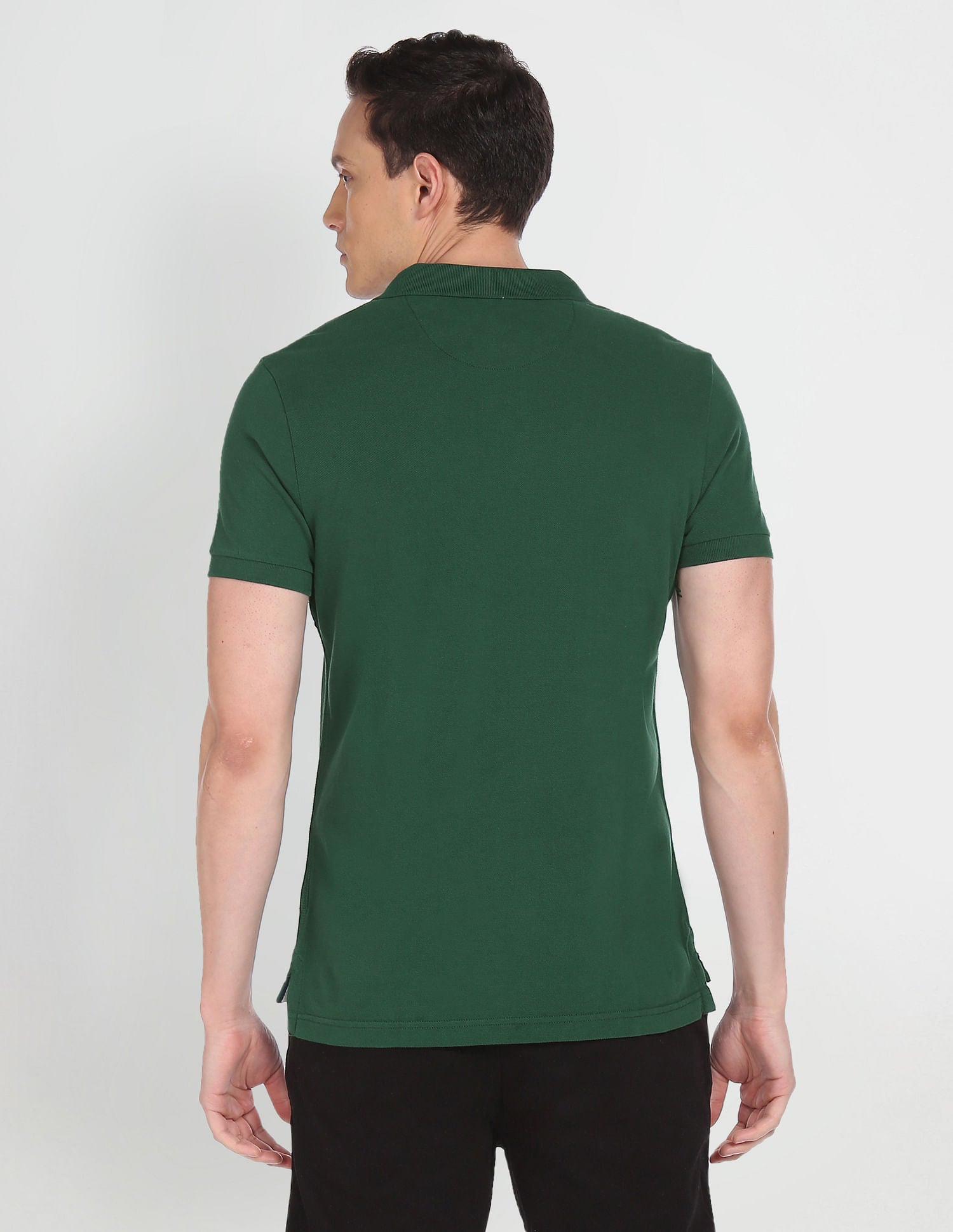 Cotton Solid Polo Shirt Dark Green - U.S. POLO ASSN. | Large