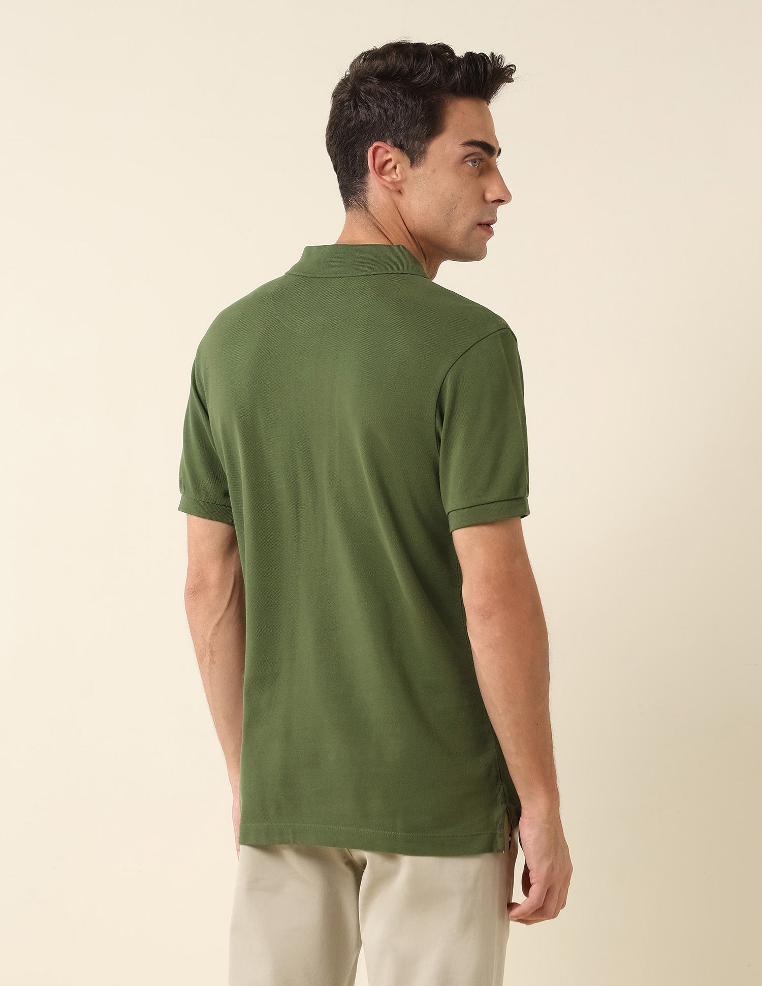 Slim Fit Pure Cotton Polo Shirt Olive - U.S. Polo Assn. India | Large