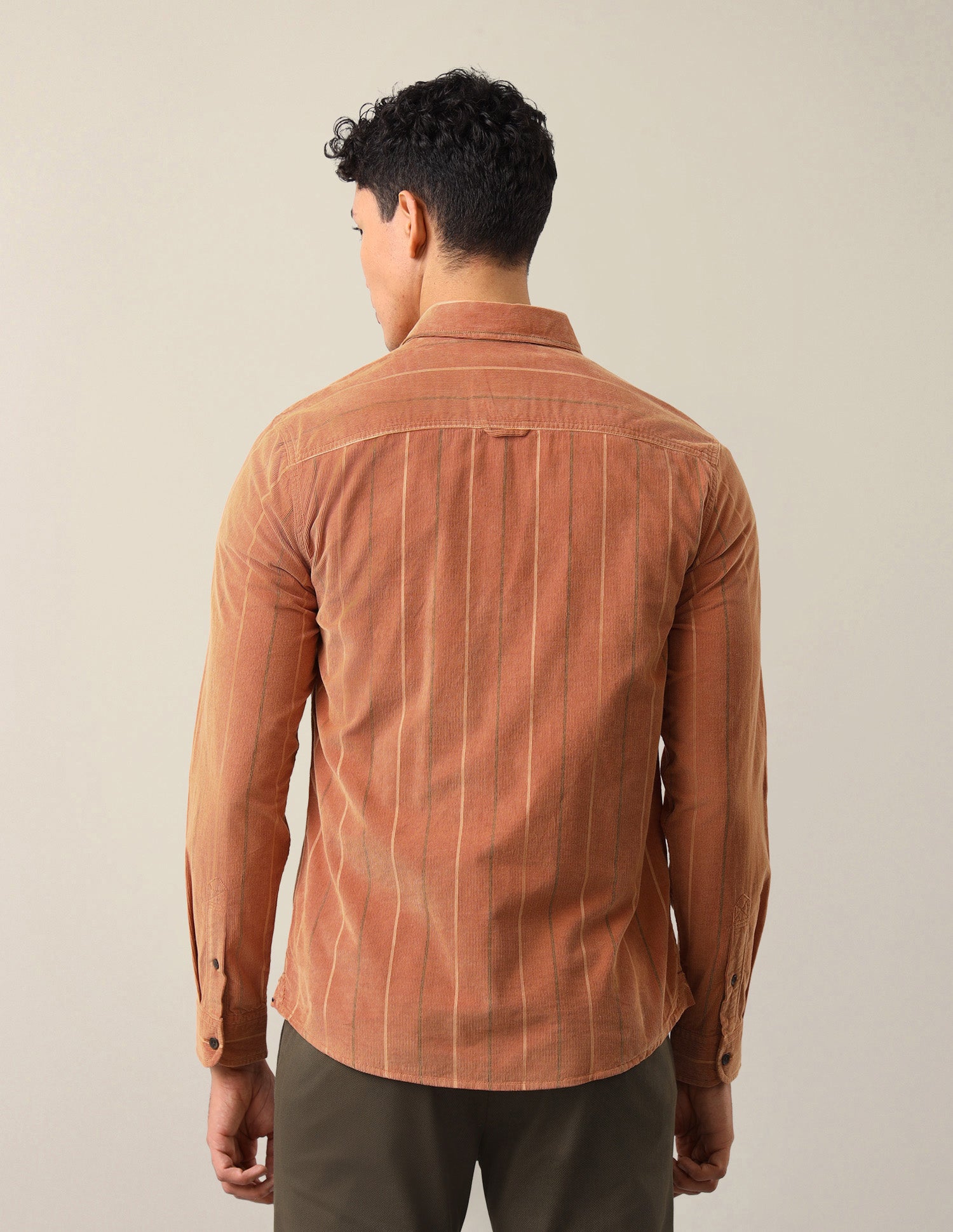 Corduroy Vertical Striped Shirt Orange - U.S. Polo Assn. India | Large
