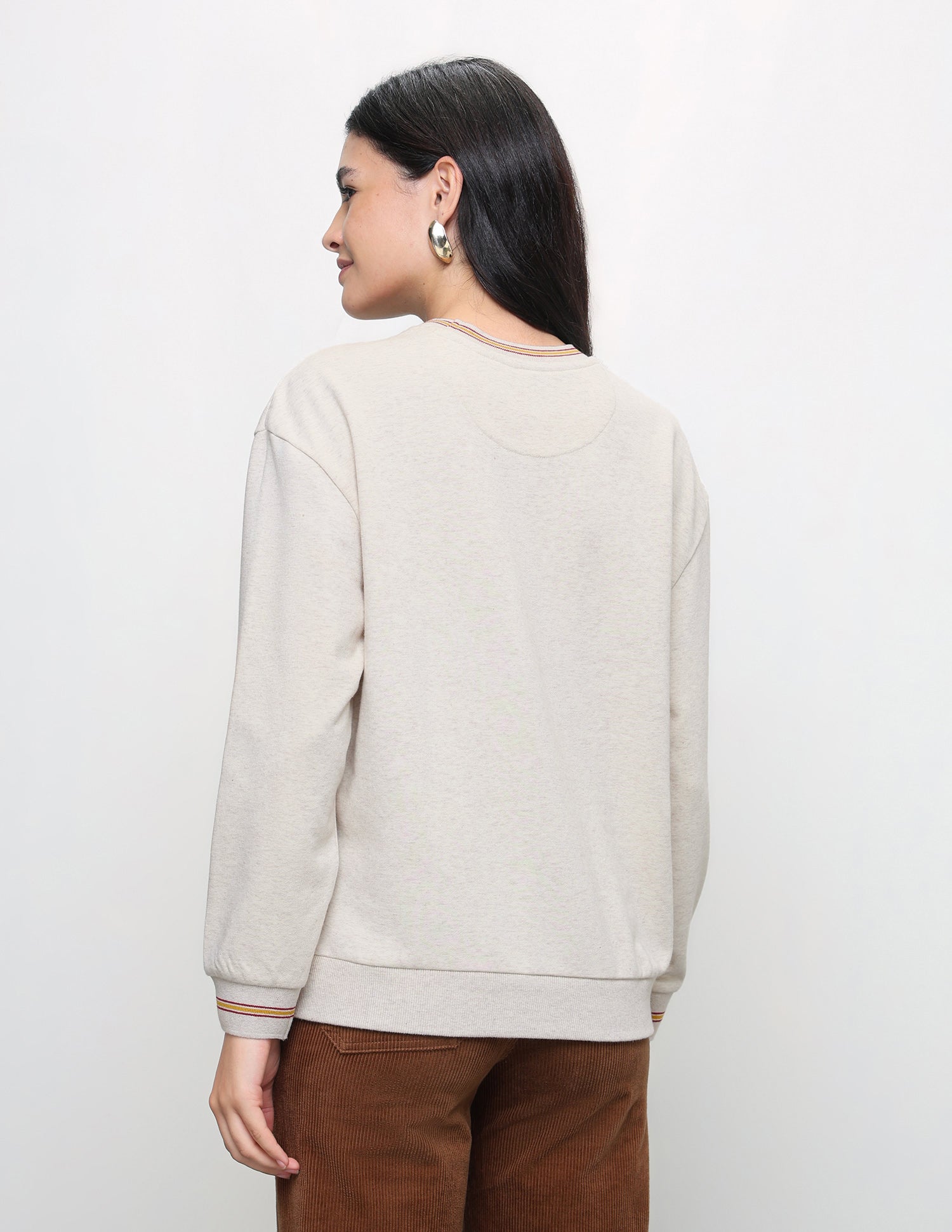 Solid Relaxed Fit Sweatshirt Beige - U.S. Polo Assn. India | Large