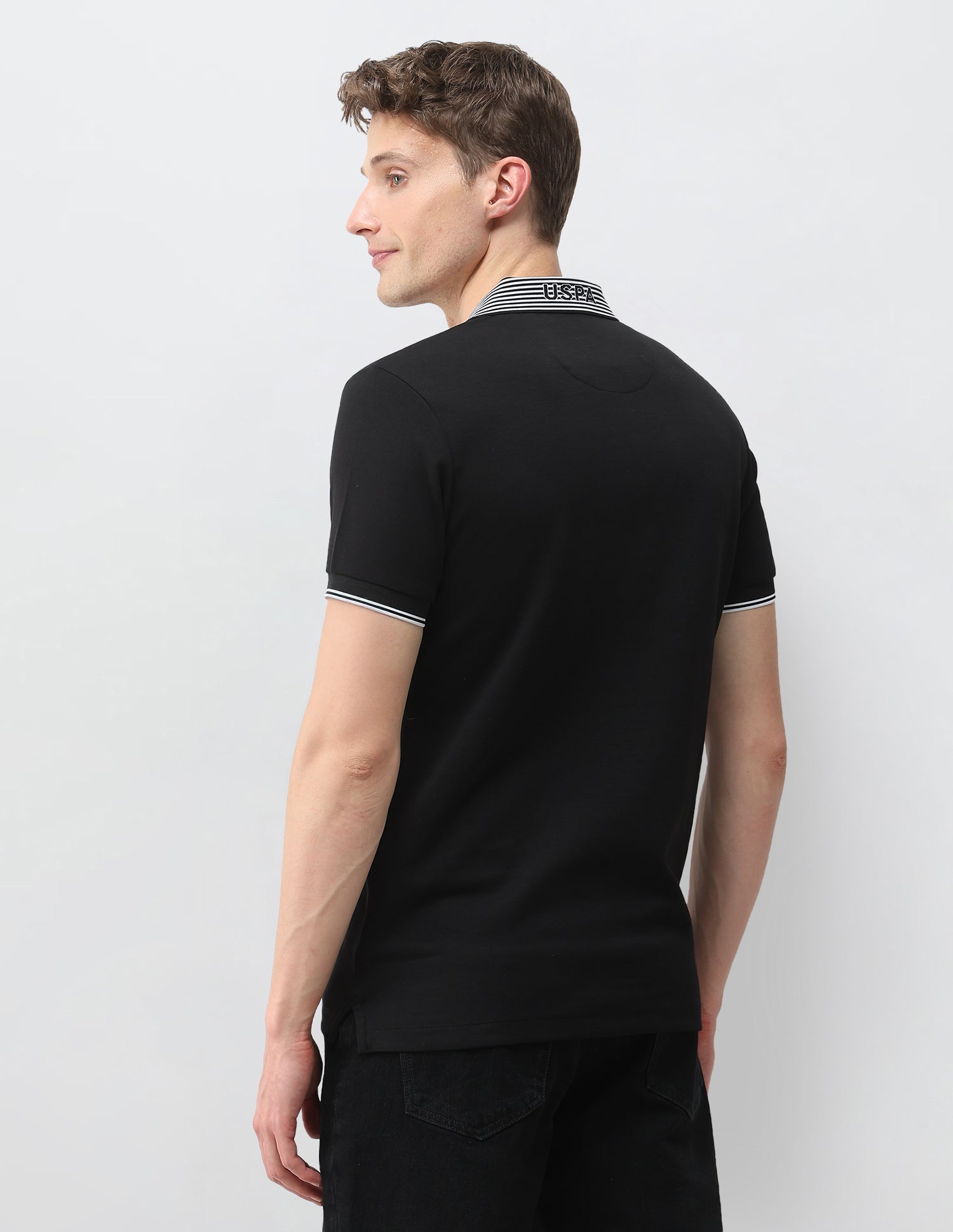 Solid Slim Fit Polo Shirt Black - U.S. Polo Assn. India | Large