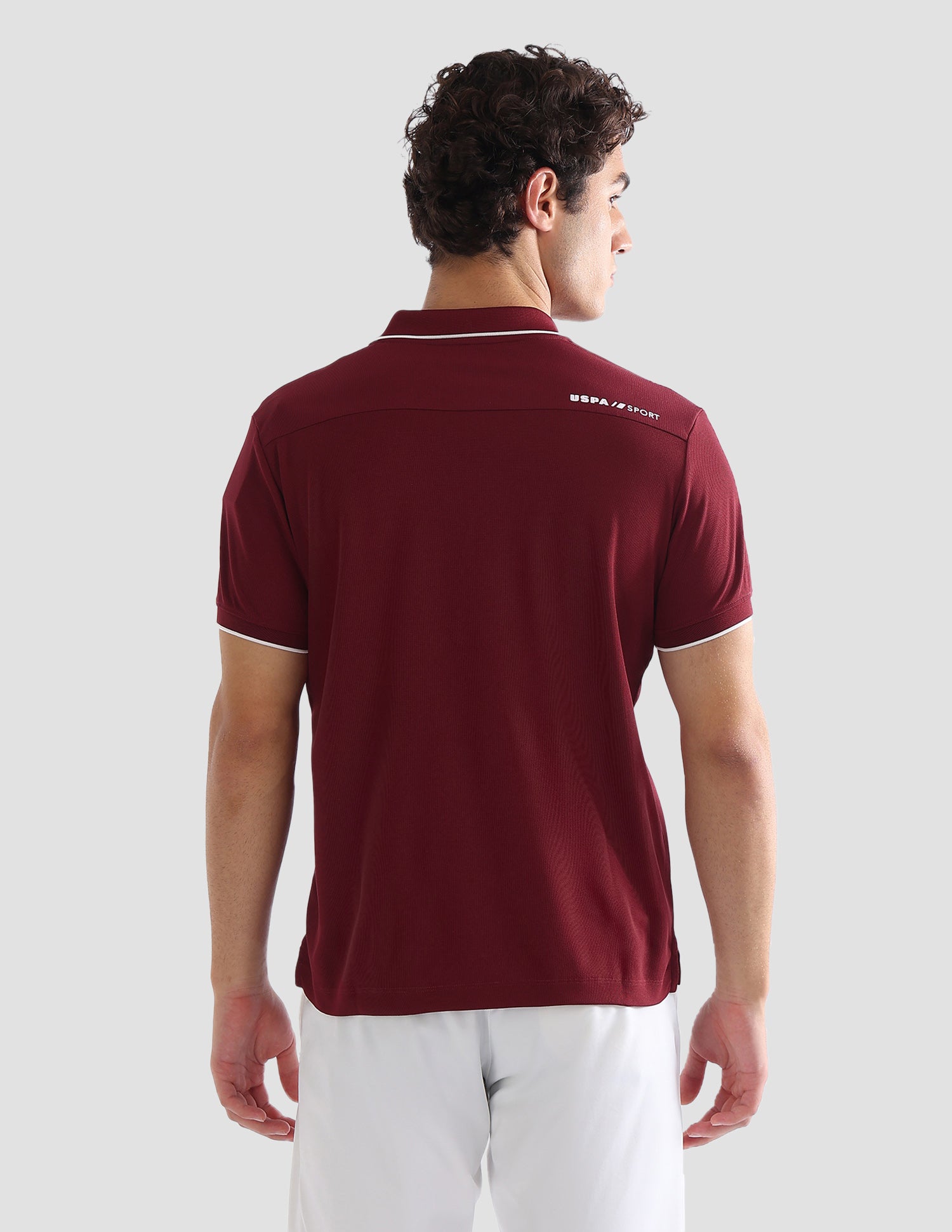 Solid Slim Fit Active Polo Shirt Maroon - U.S. Polo Assn. India | Large