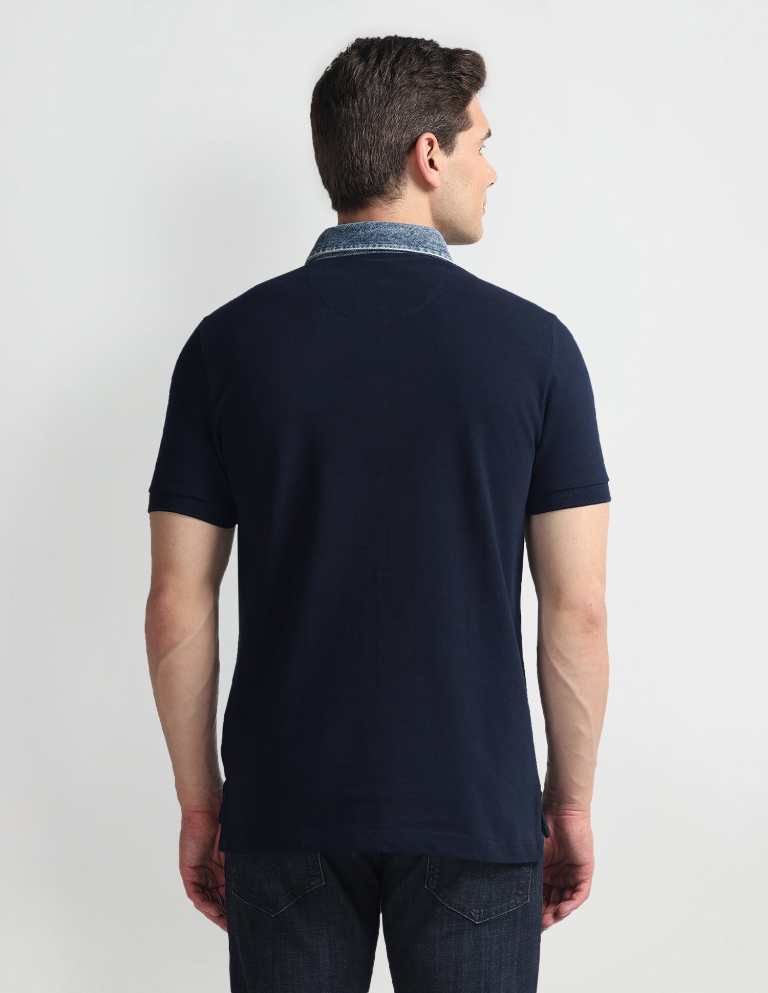 Solid Denim Collar Polo Shirt Blue - U.S. Polo Assn. India | Large