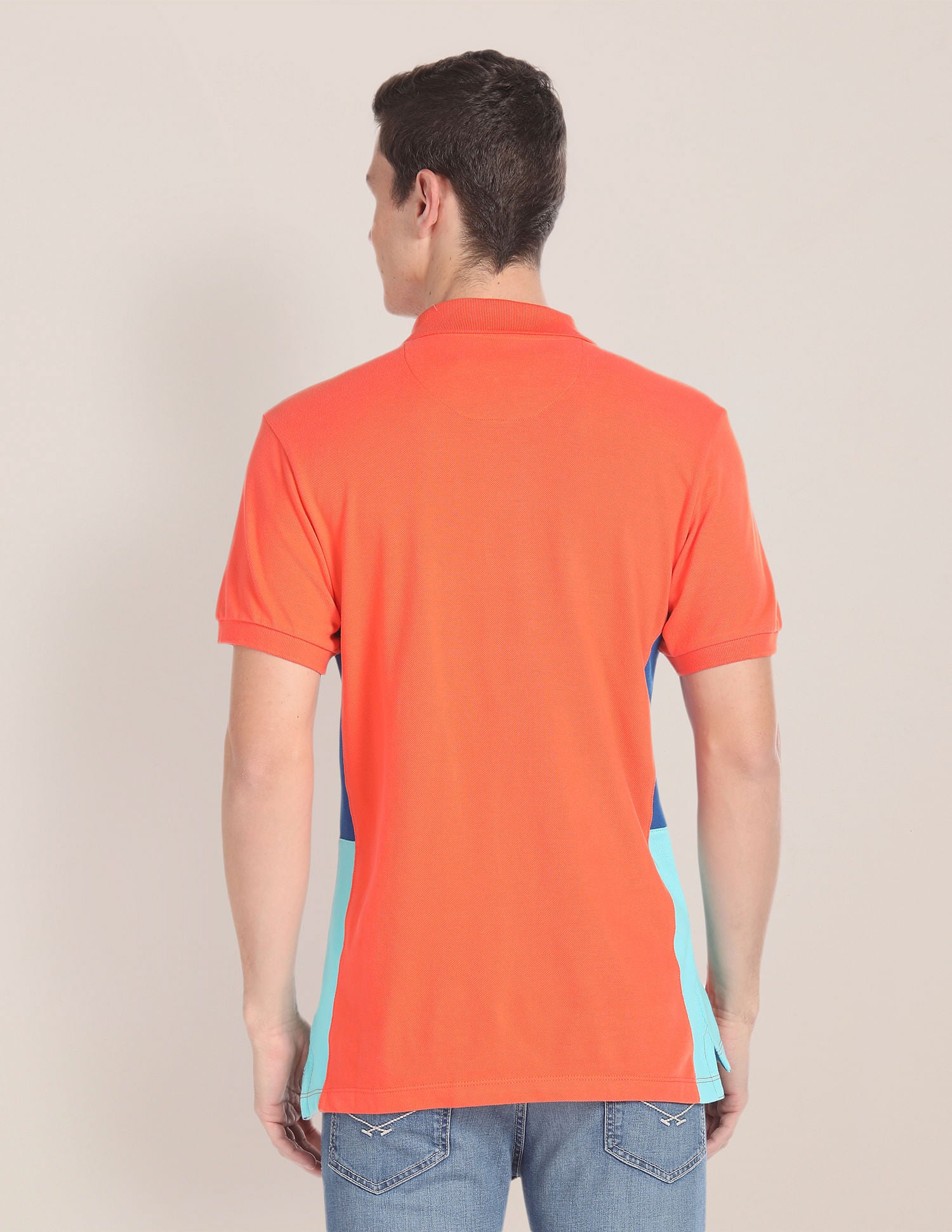 Colour Block Pique Polo Shirt Orange - U.S. Polo Assn. India | Large