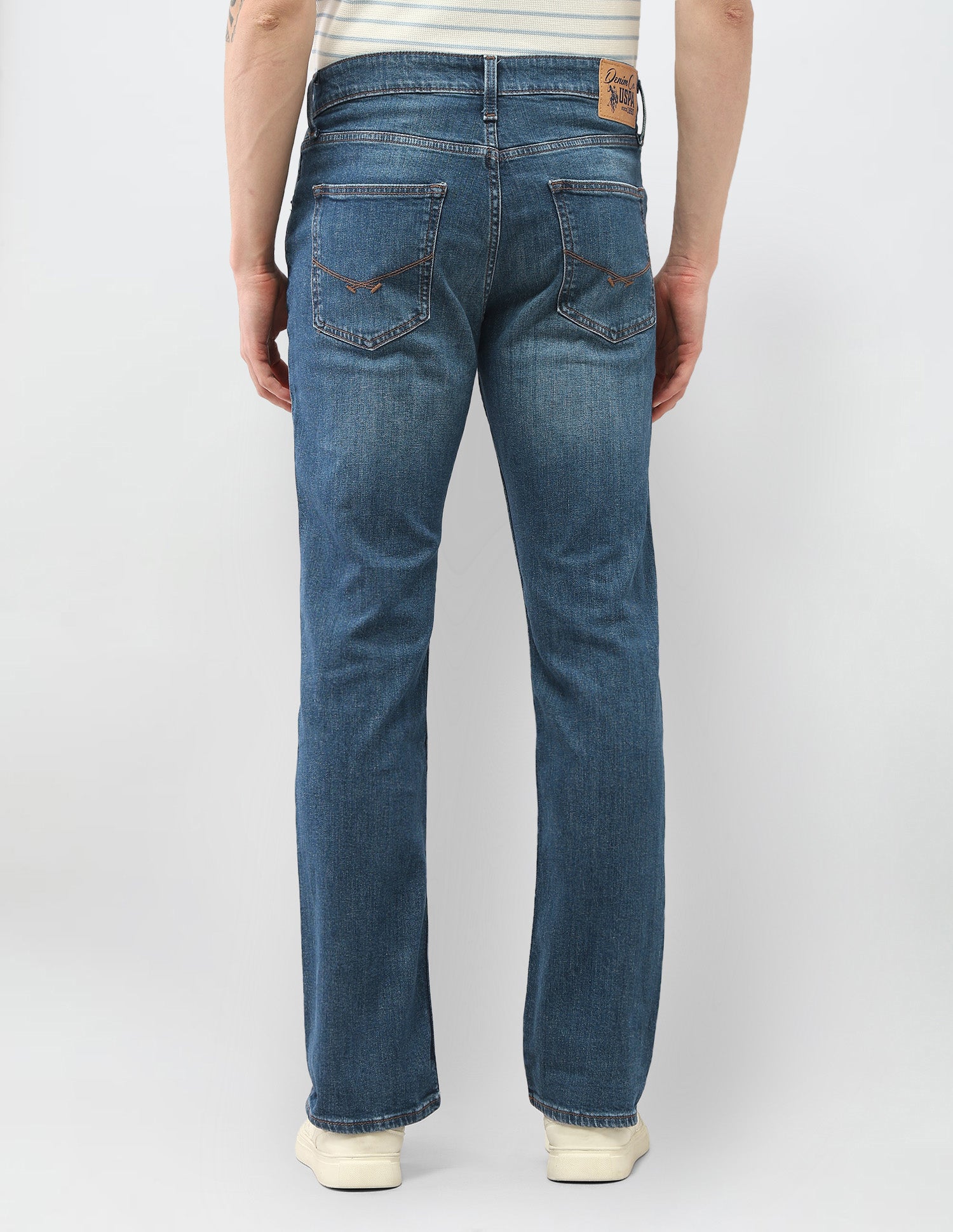 Harold Slim Straight Fit Stone Washed Jeans Mid Blue - U.S. Polo Assn. India | Large