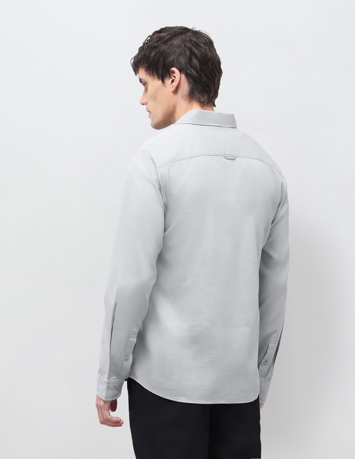 Textured Regular Fit Shirt Light Grey - U.S. Polo Assn. India | Large
