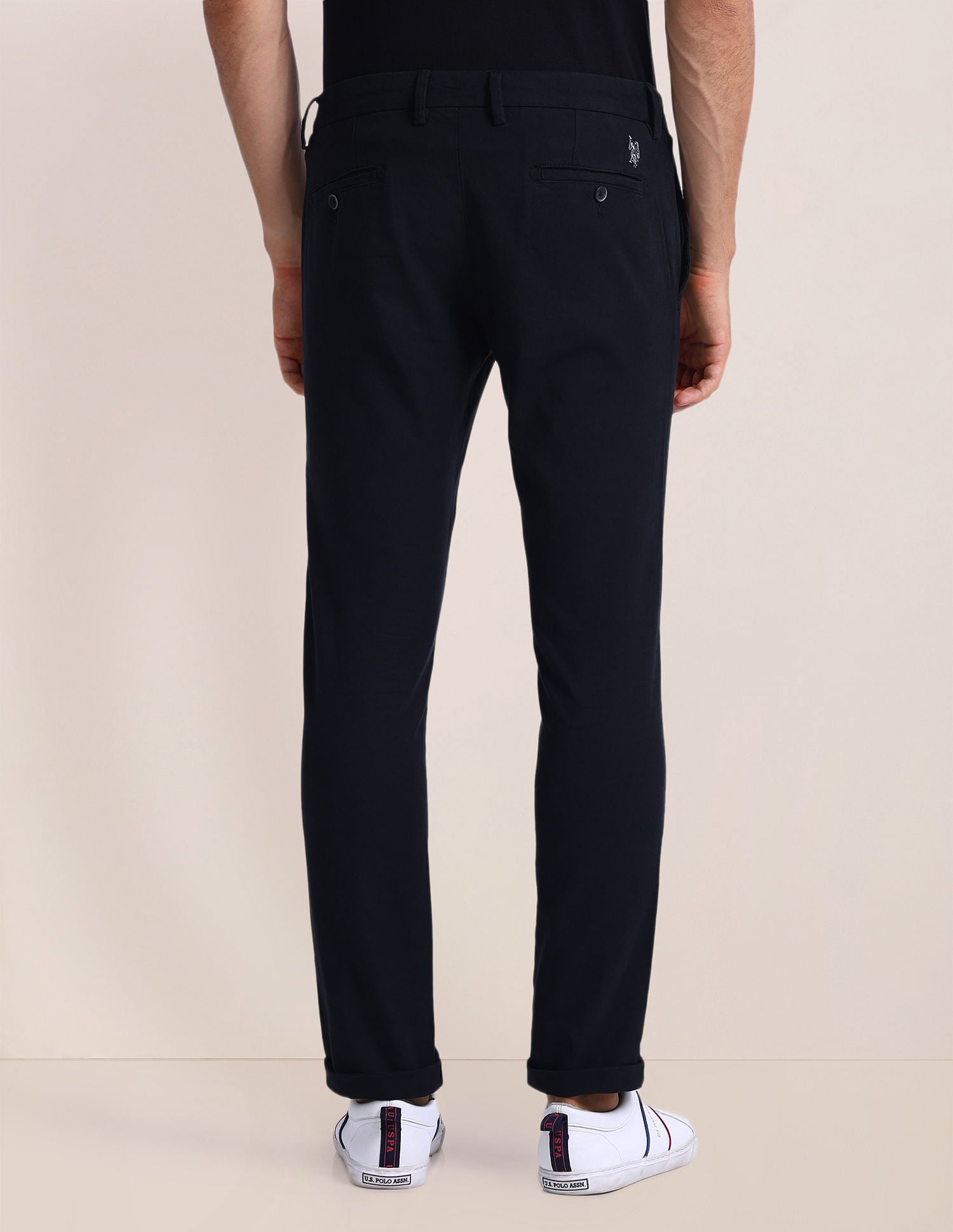 Slim Straight Cotton Linen Chinos Black - U.S. Polo Assn. India | Large