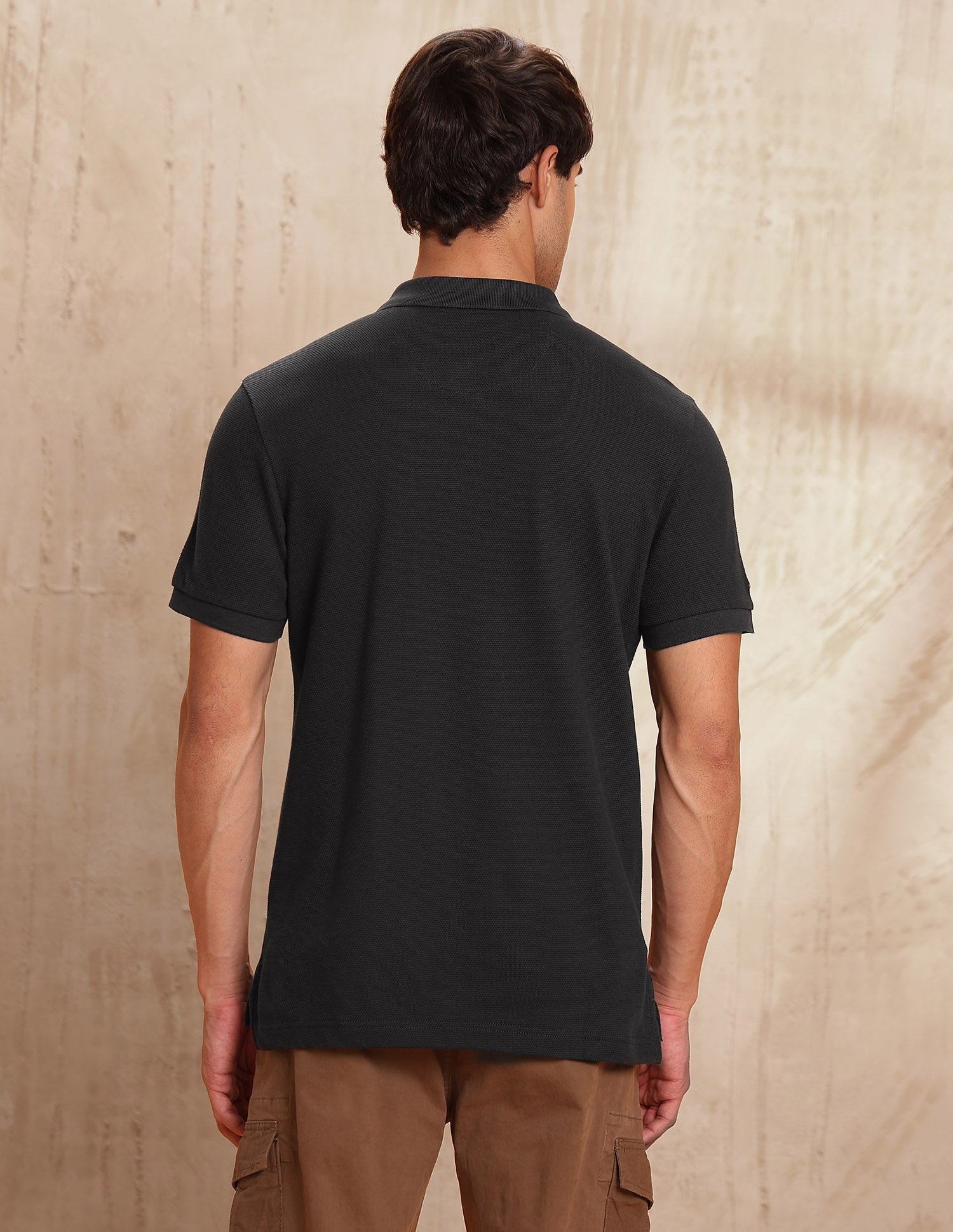 Pure Cotton Textured Polo Shirt Dark Grey - U.S. POLO ASSN. | Large