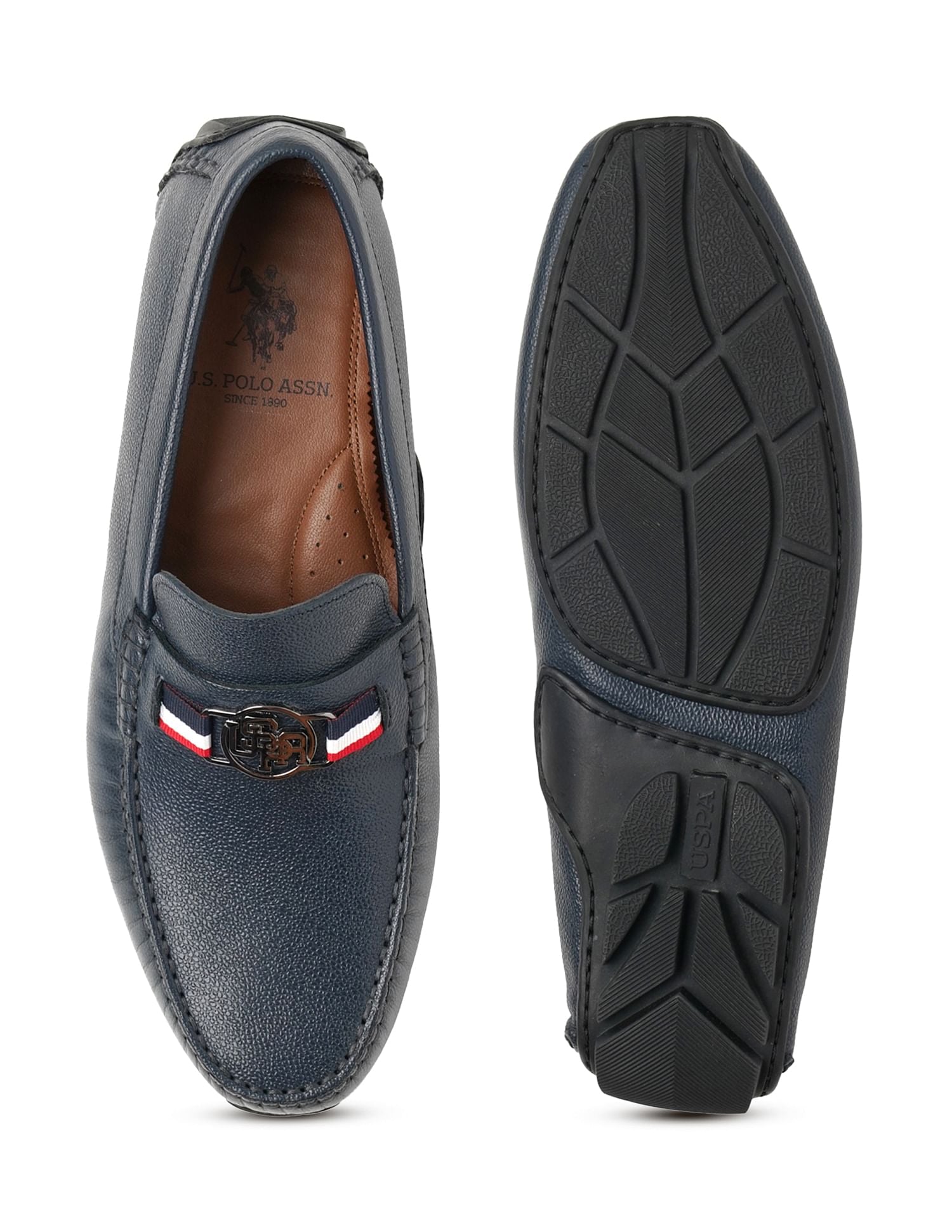 Metallic Logo Solid Hermes 5.0 Loafers Navy - U.S. POLO ASSN. | Large