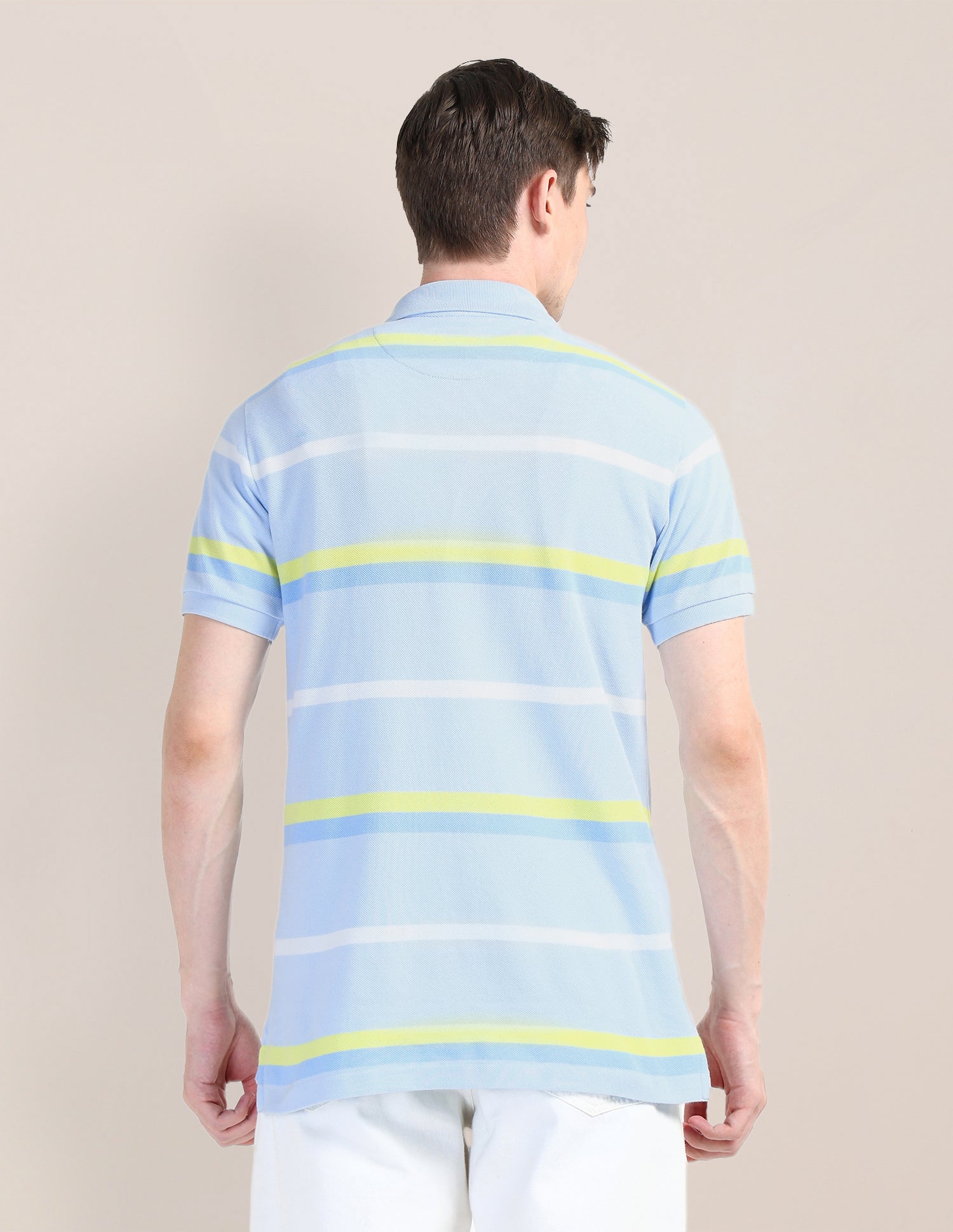 Horizontal Striped Slim Fit Polo Shirt Light-Blue - U.S. Polo Assn. India | Large