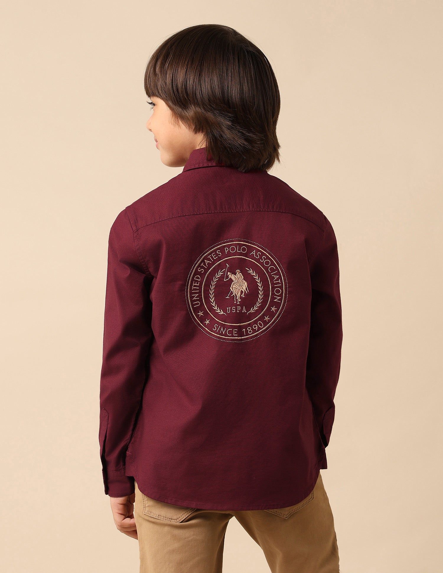 Boys Oxford Brand Embroidered Shirt Red - U.S. POLO ASSN. | Large