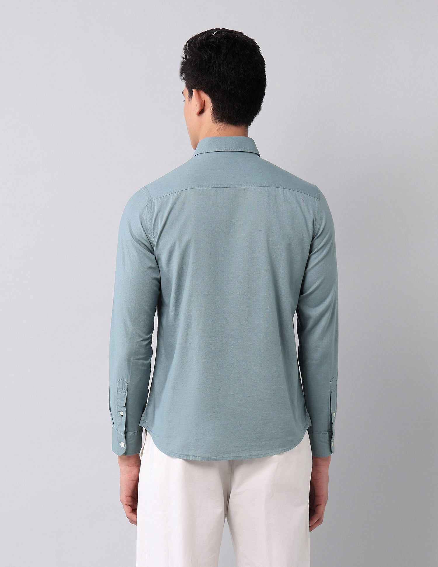 Solid Pure Cotton Shirt Teal - U.S. Polo Assn. India | Large