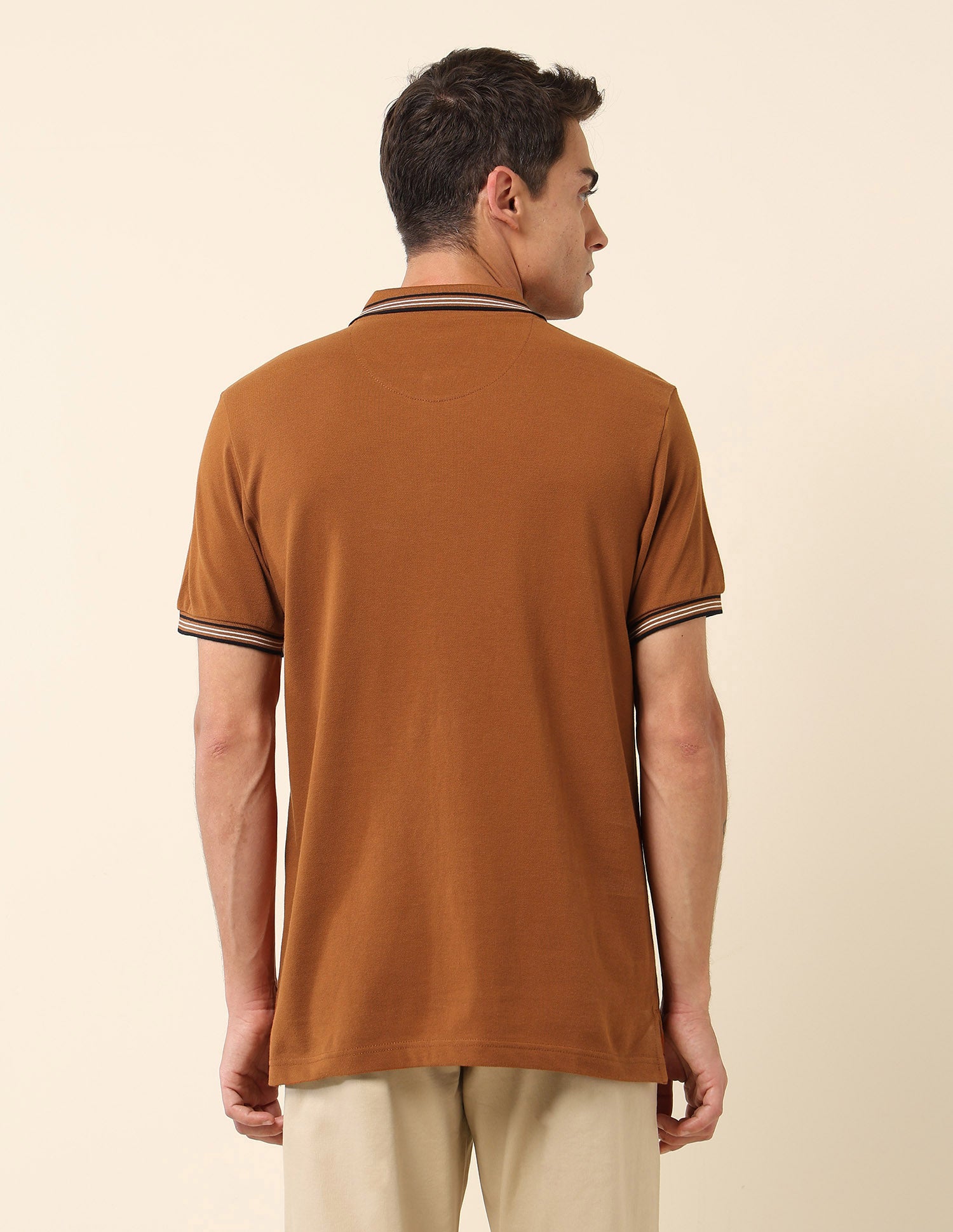 Slim Fit Solid Polo Shirt Brown - U.S. Polo Assn. India | Large