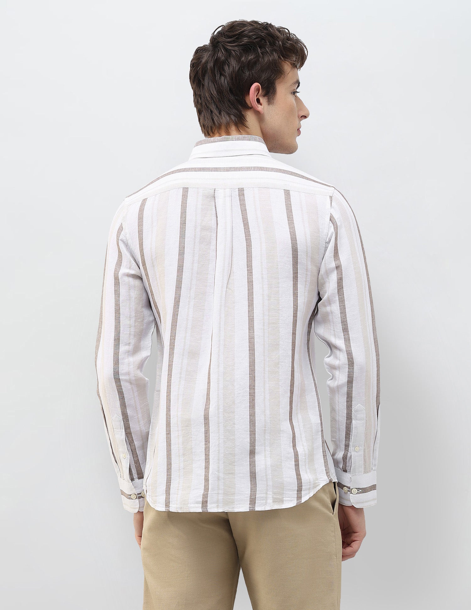 Vertical Striped Regular Fit Shirt Ivory - U.S. Polo Assn. India | Large