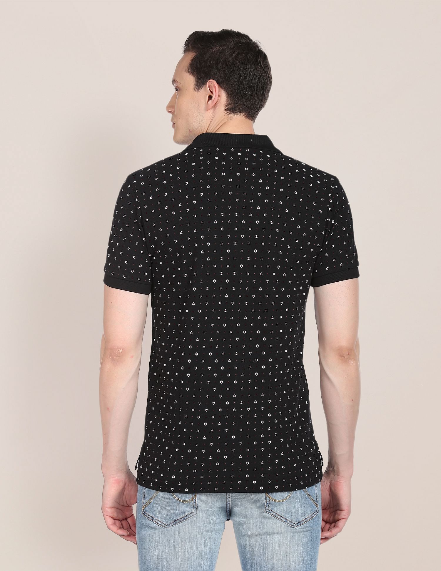 Floral Print Cotton Pique Polo Shirt Black - U.S. POLO ASSN. | Large