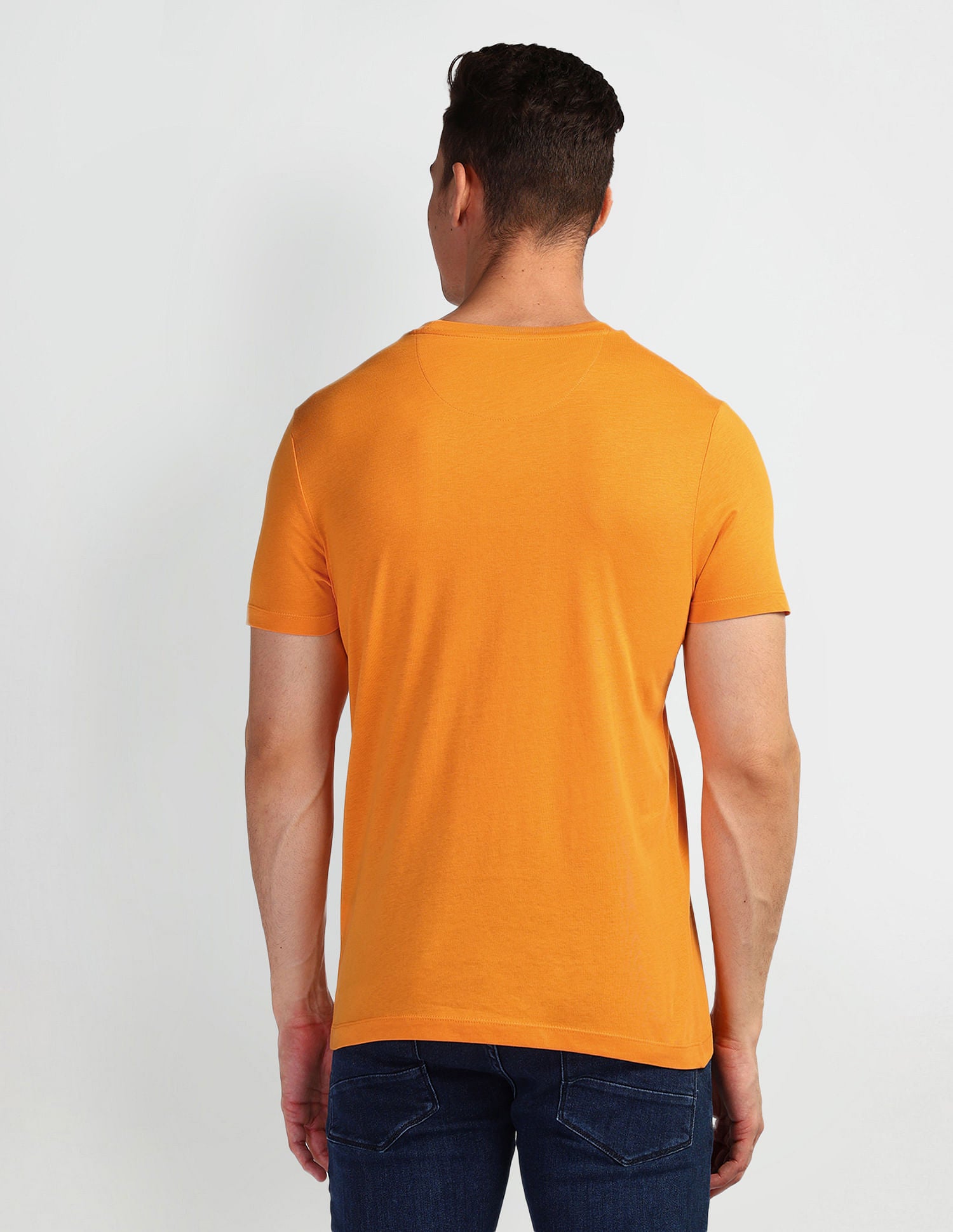 Brand Print Muscle Fit T-Shirt Orange - U.S. Polo Assn. India | Large