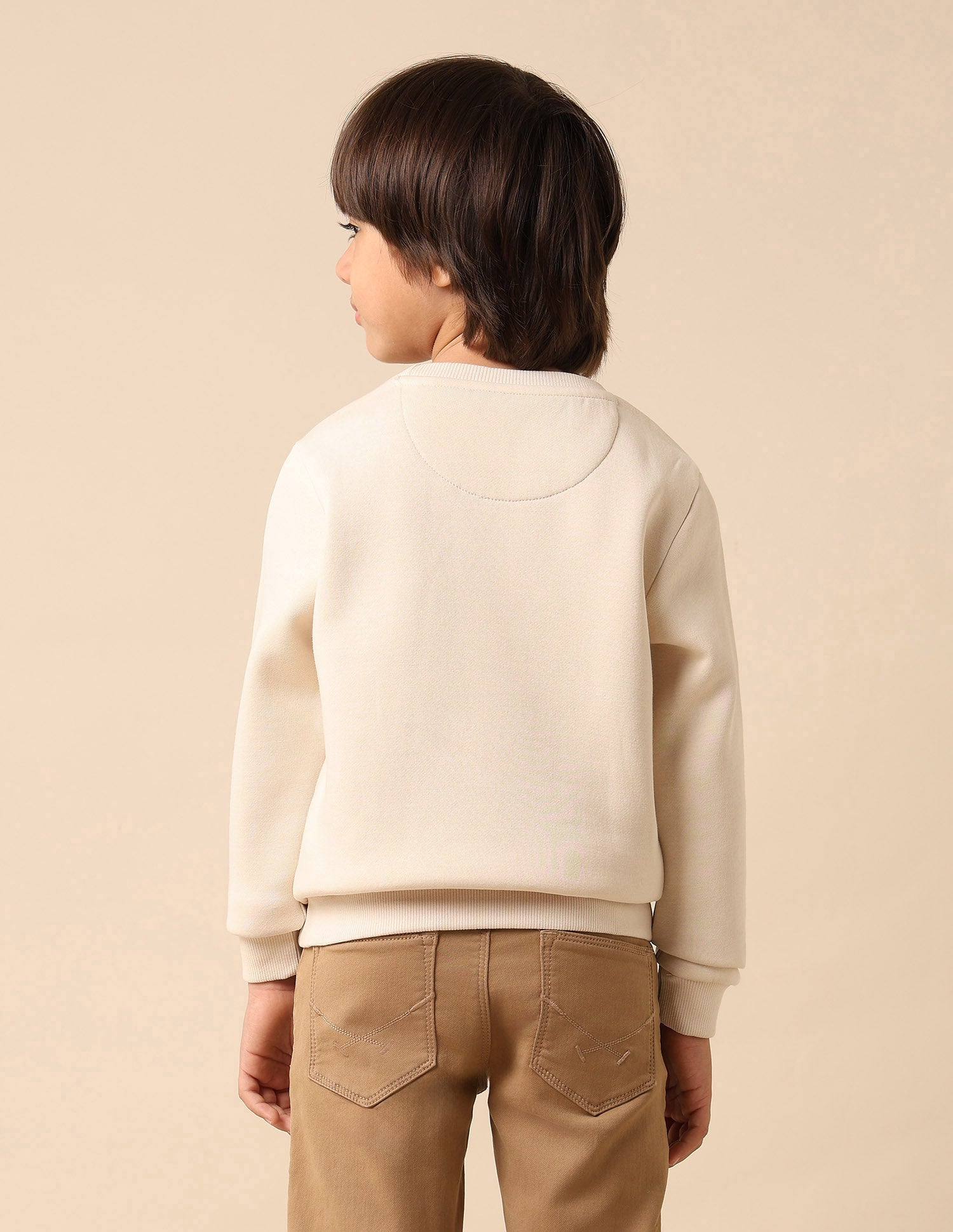 Boys Graphic Brand Embroidered Regular Fit Sweatshirt Ecru - U.S. POLO ASSN. | Large