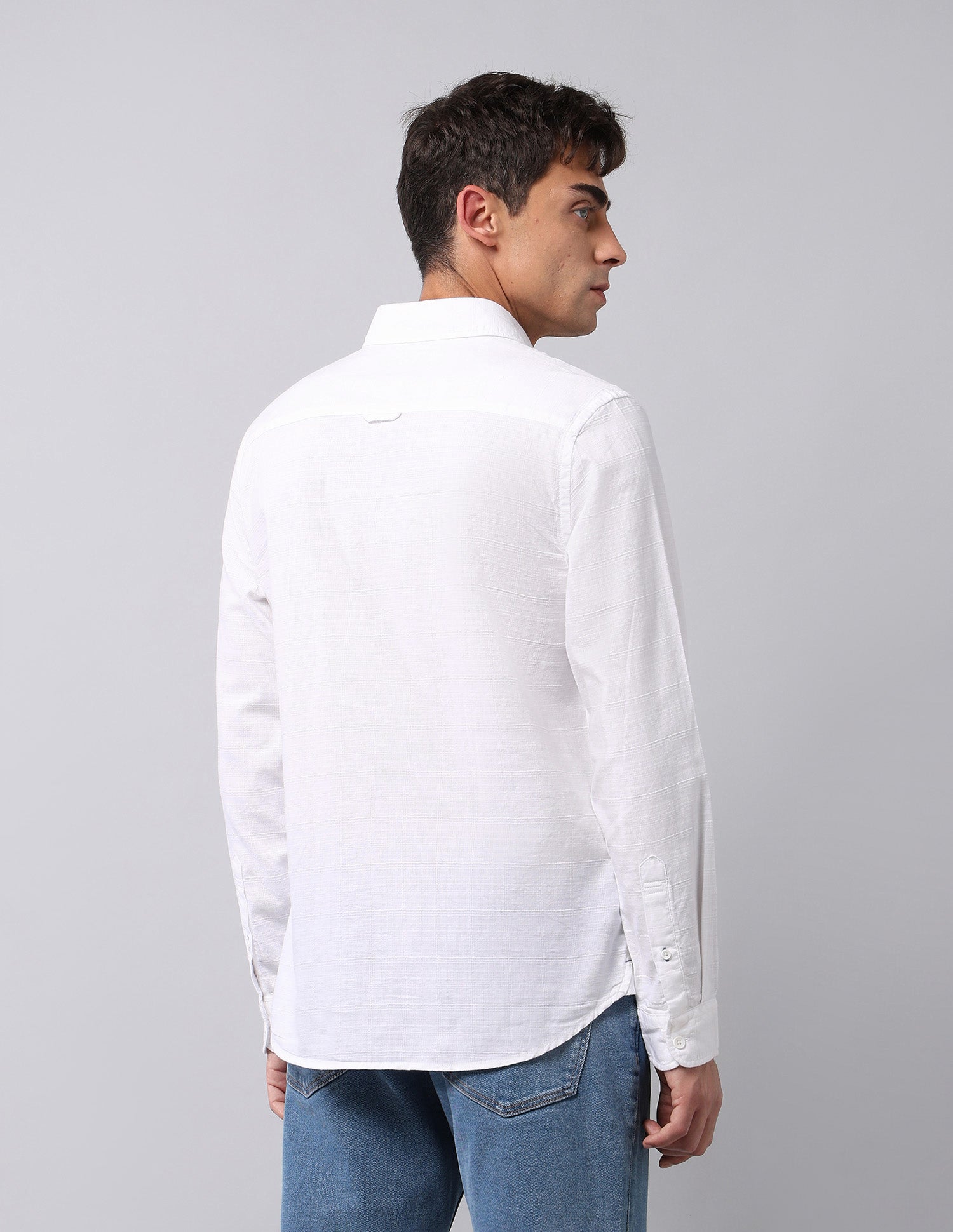 Pure Cotton Textured  Shirt White - U.S. Polo Assn. India | Large