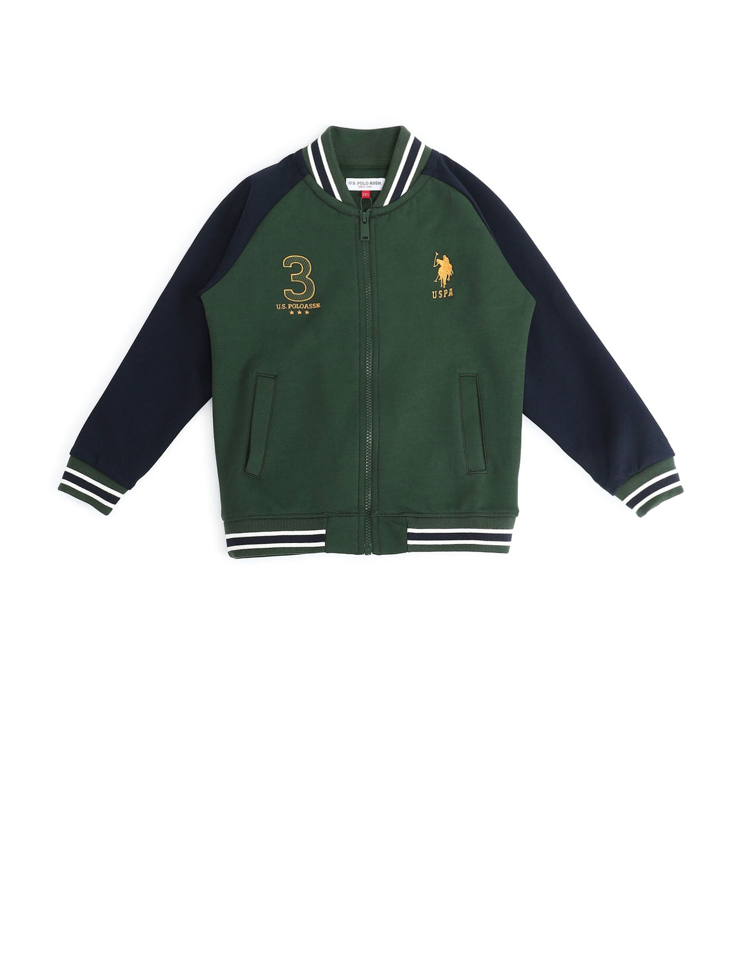 Boys Colour Block Raglan Sleeve Sweatshirt Light Olive - U.S. POLO ASSN. | Large