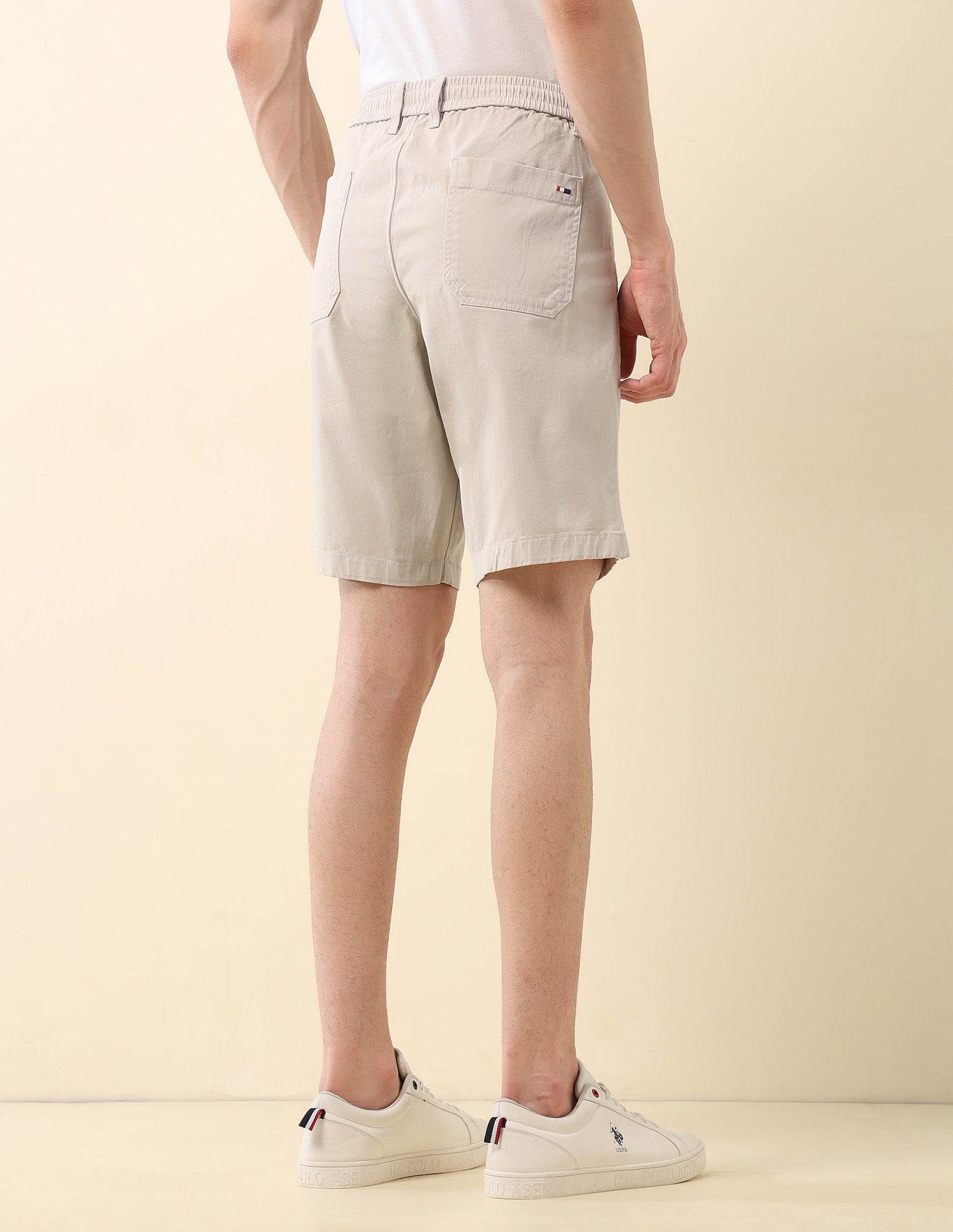 Slim Fit Solid Chino Shorts Ecru - U.S. Polo Assn. India | Large
