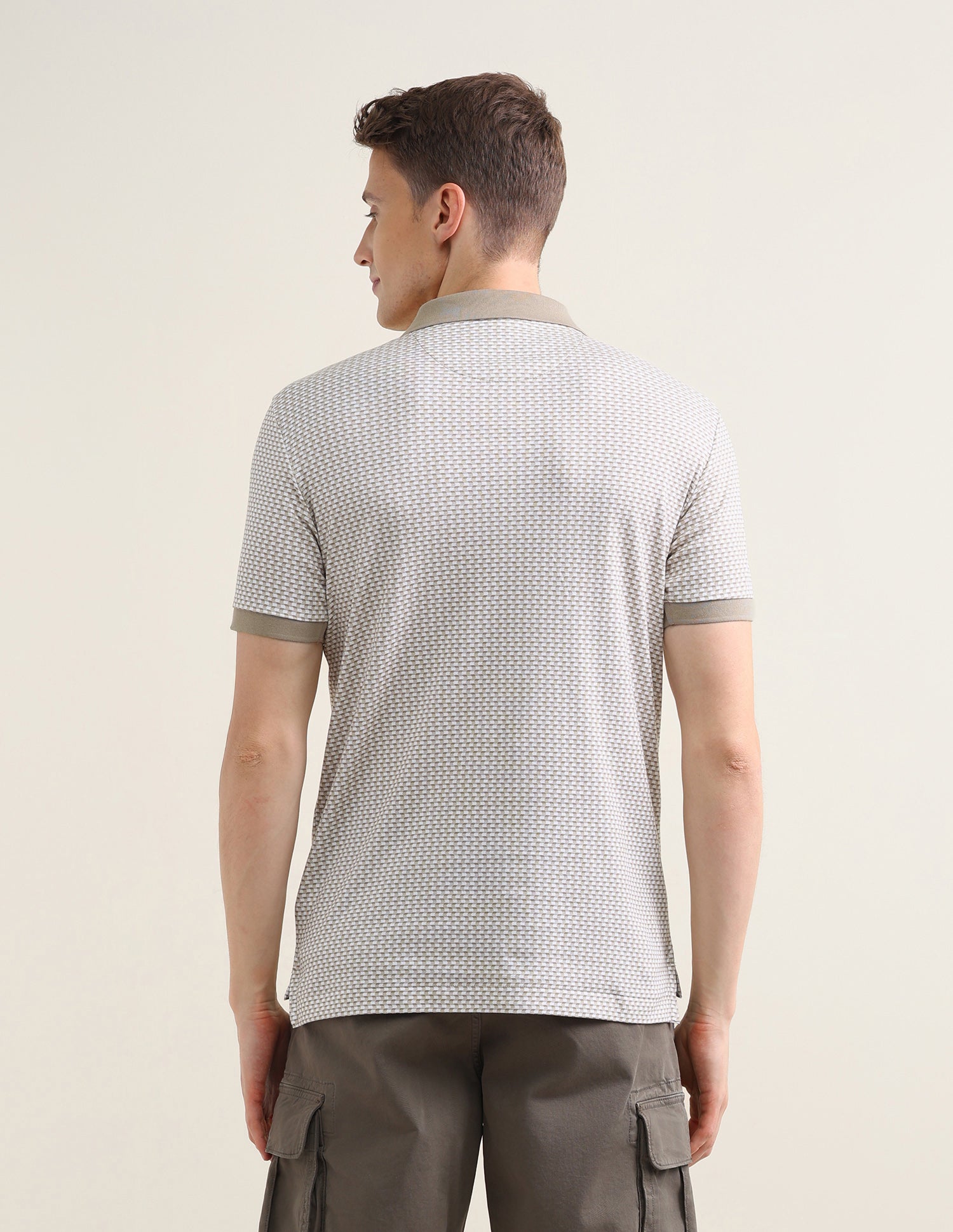 Geometric Printed Slim Fit Polo Shirt Light Brown - U.S. Polo Assn. India | Large