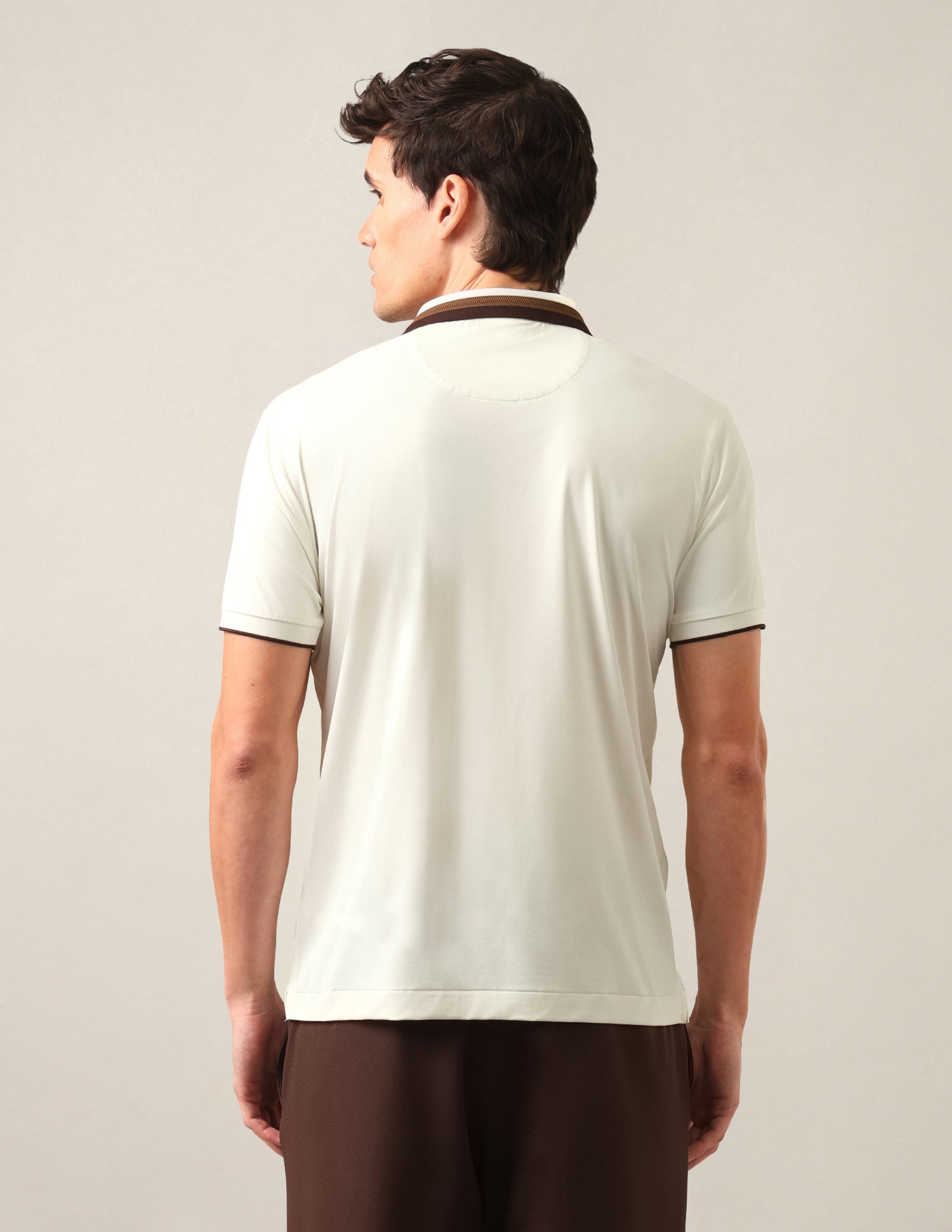 Solid Slim Fit Polo Shirt Off White - U.S. Polo Assn. India | Large
